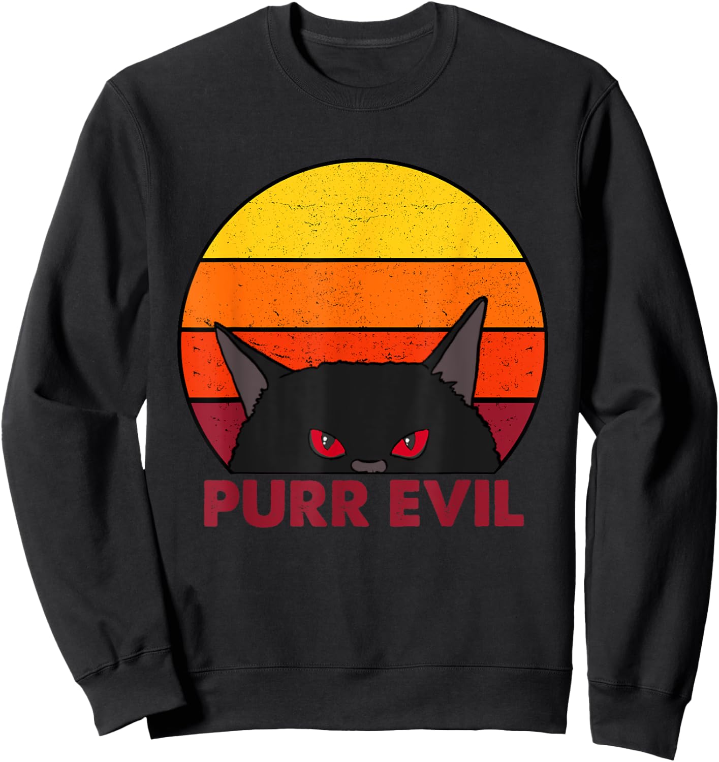 Satanic Cat Evil Black Cat Funny Purr Evil Cat Sweatshirt - Sweatshirt | Black