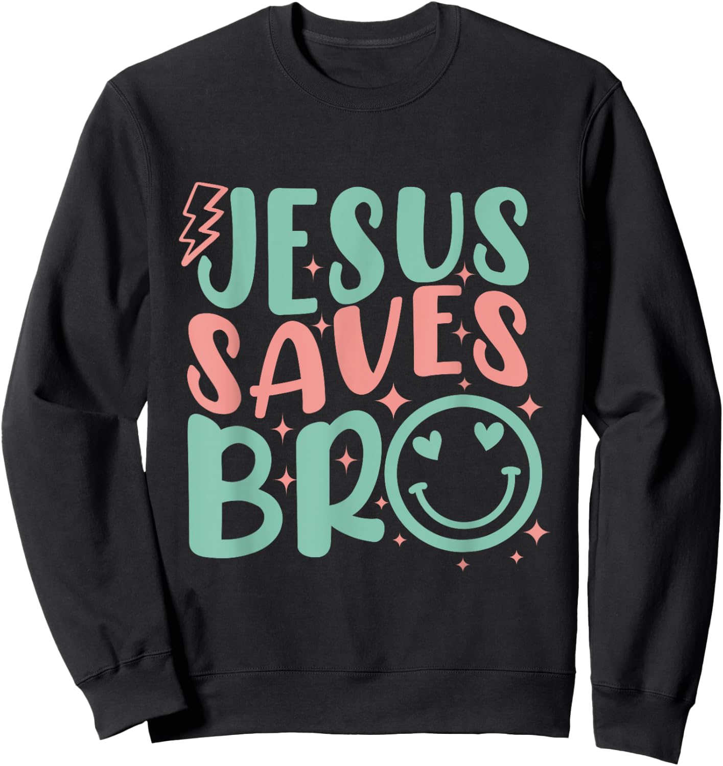 Jesus Saves Bro Retro Kids Christian Religious Sweatshirt - Sweatshirt | Black
