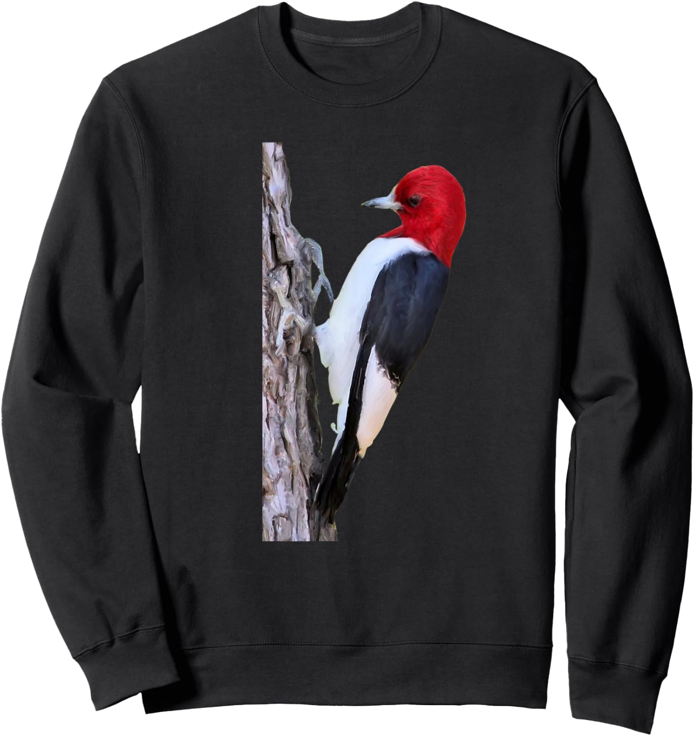 Bird Red-headed Woodpecker Bird Ornithology Sweatshirt - Sweatshirt | Black