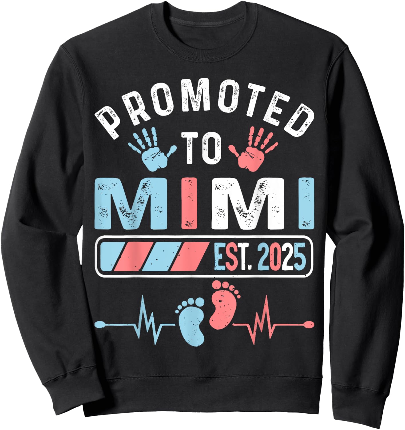 Promoted To Mimi Est. 2025 Baby Shower Gender Reveal Sweatshirt - Sweatshirt | Black