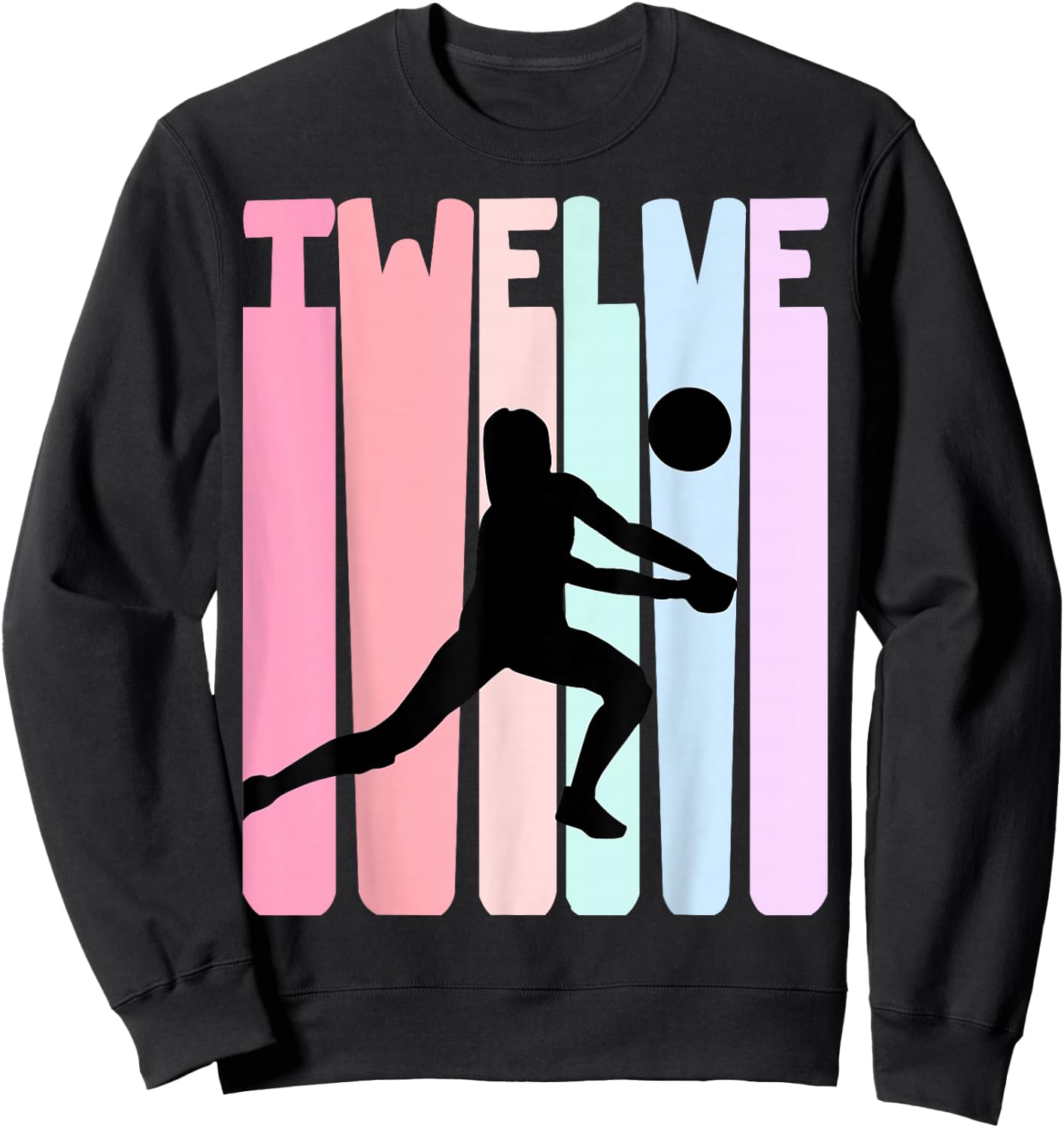 12th Birthday Retro Volleyball Girl Player 12 Years Old Kids Sweatshirt - Sweatshirt | Black
