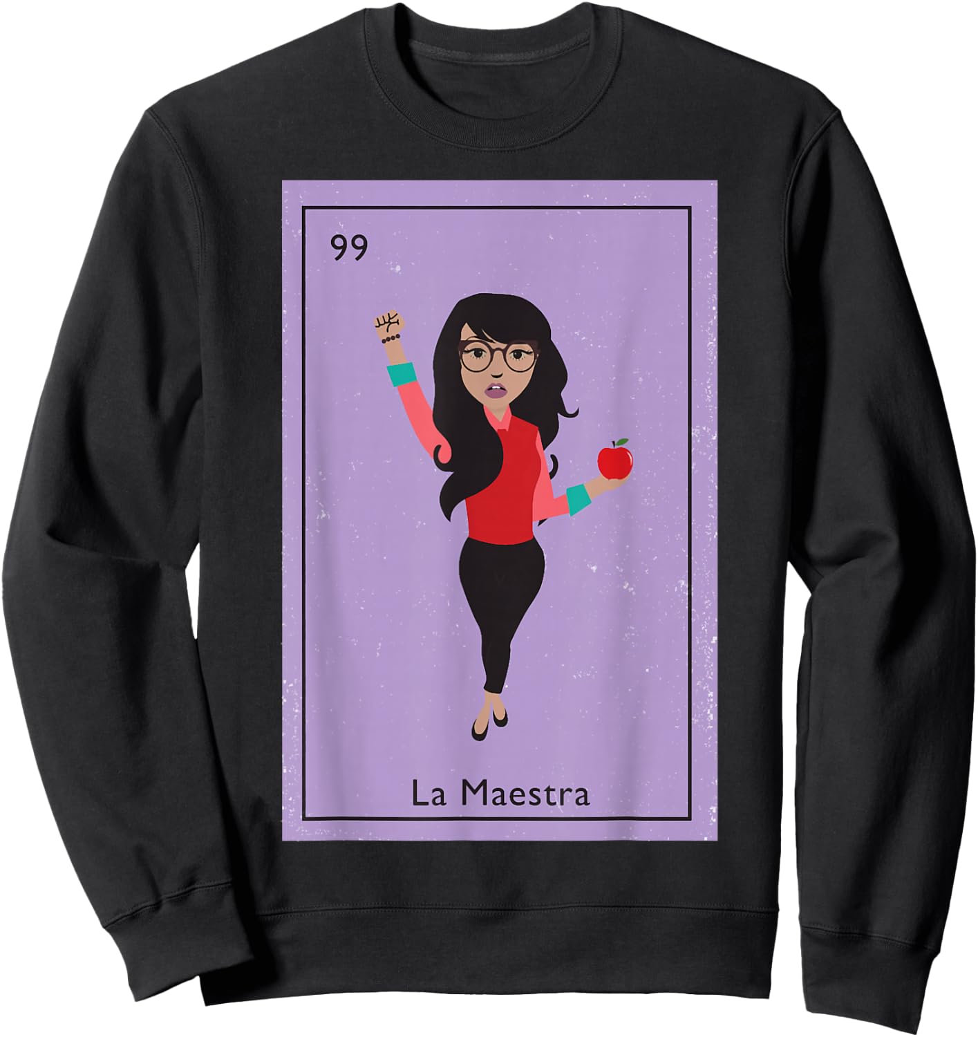 La Maestra Mexican Bingo Card Teacher Lottery Card Sweatshirt - Sweatshirt | Black