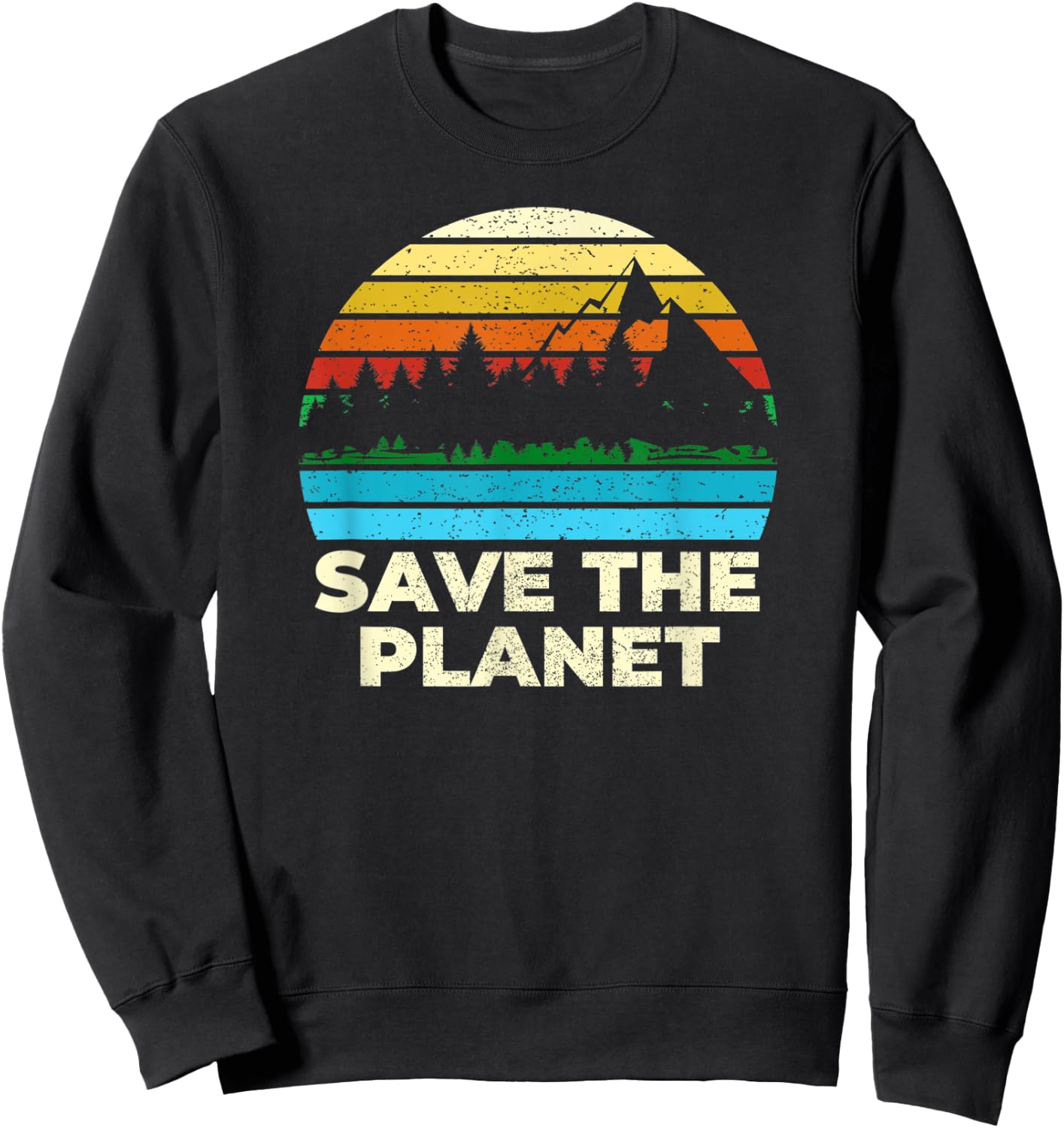 Save Protect The Planet Retro Vintage Earth Day Sweatshirt - Sweatshirt | Black