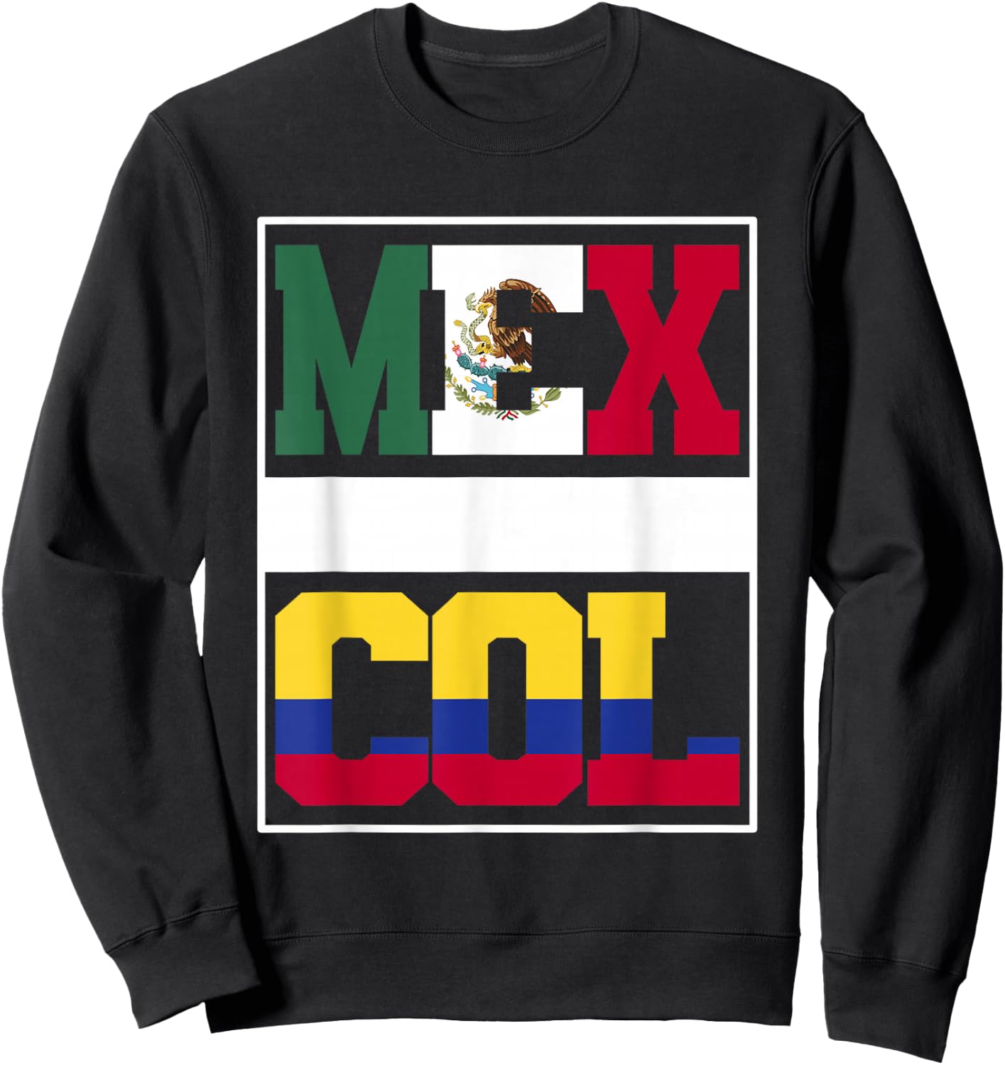 Half Colombian Mexican Mixed Heritage Colombia Mexico Roots Sweatshirt - Sweatshirt | Black