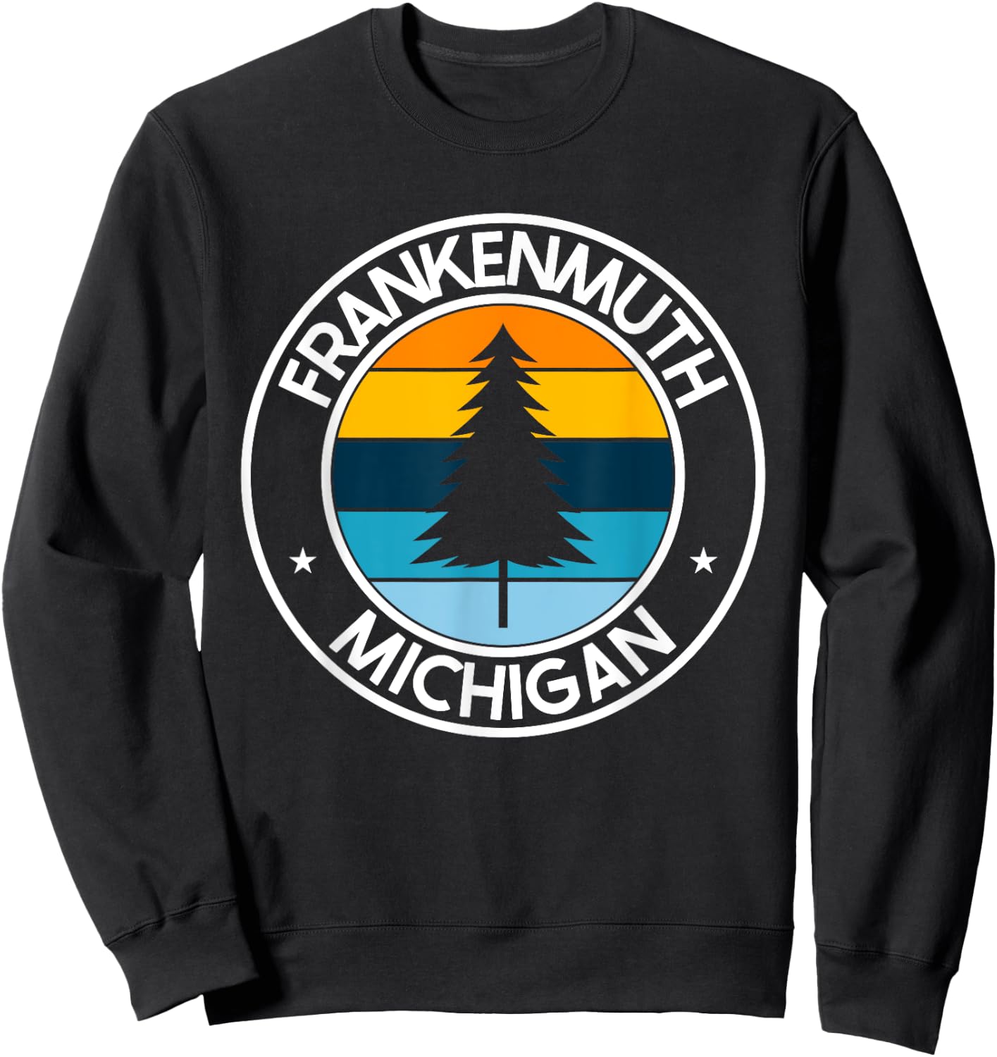 Frankenmuth Michigan MI USA City Pride Retro Sunset Sweatshirt - Sweatshirt | Black
