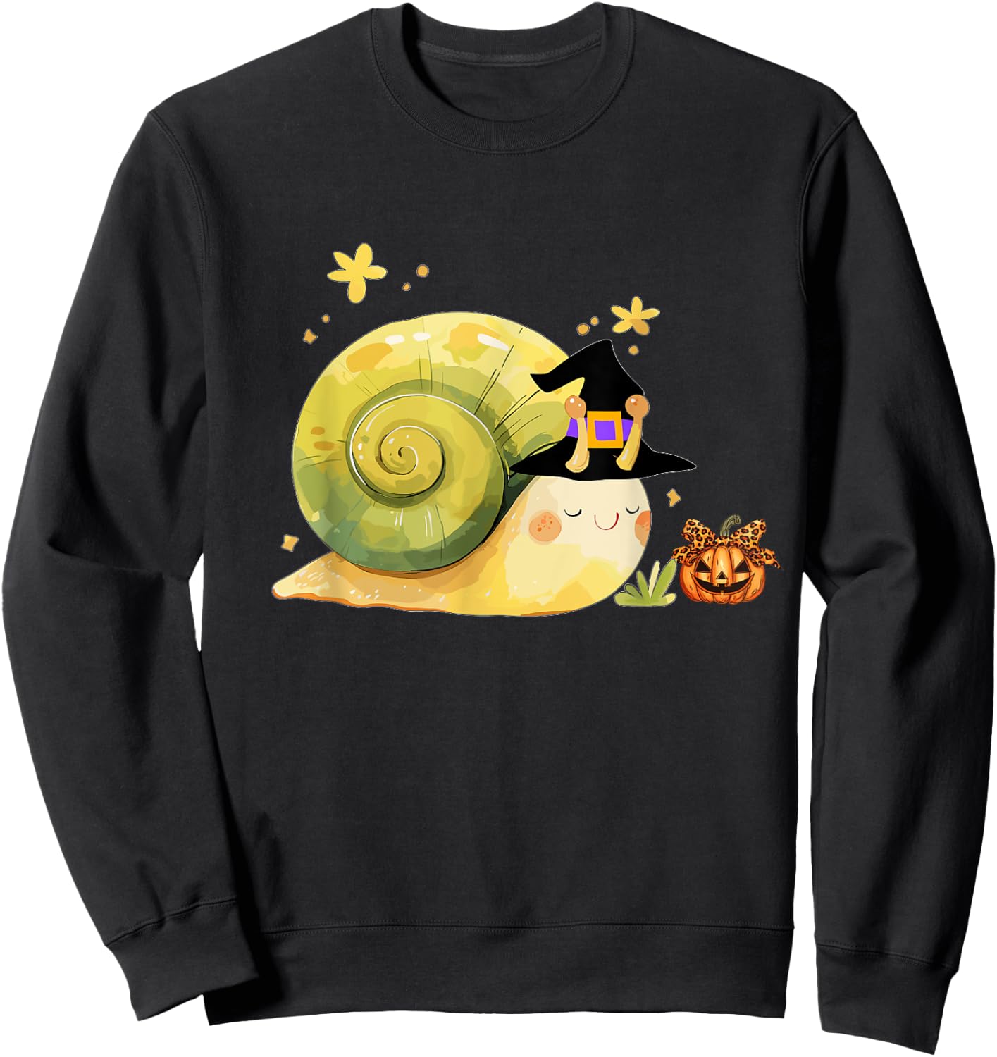 Cute Snail Witch Hat Pumpkin Halloween Costume Snails Lover Sweatshirt - Sweatshirt | Black