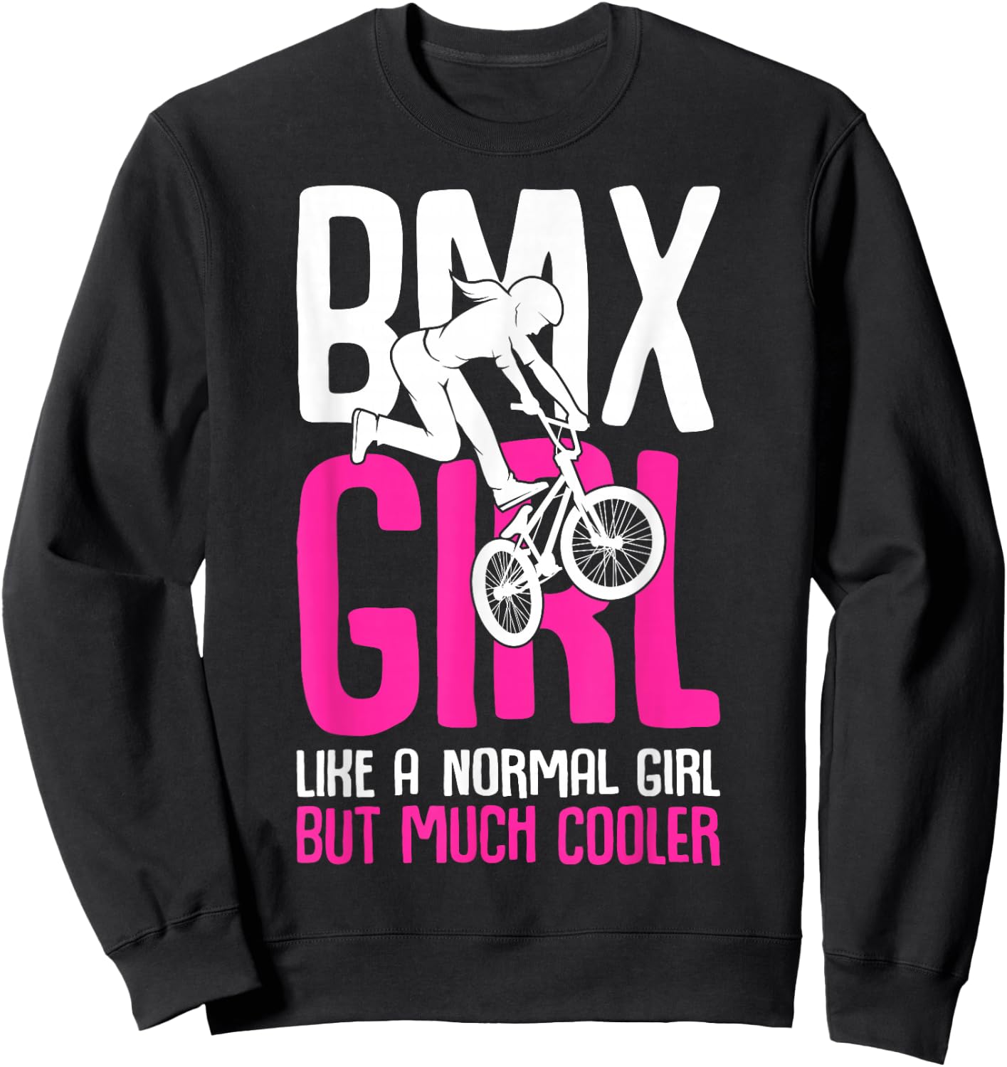 BMX Girl Rider Bike Bicycle Stunt Racing Kids Girls Sweatshirt - Sweatshirt | Black