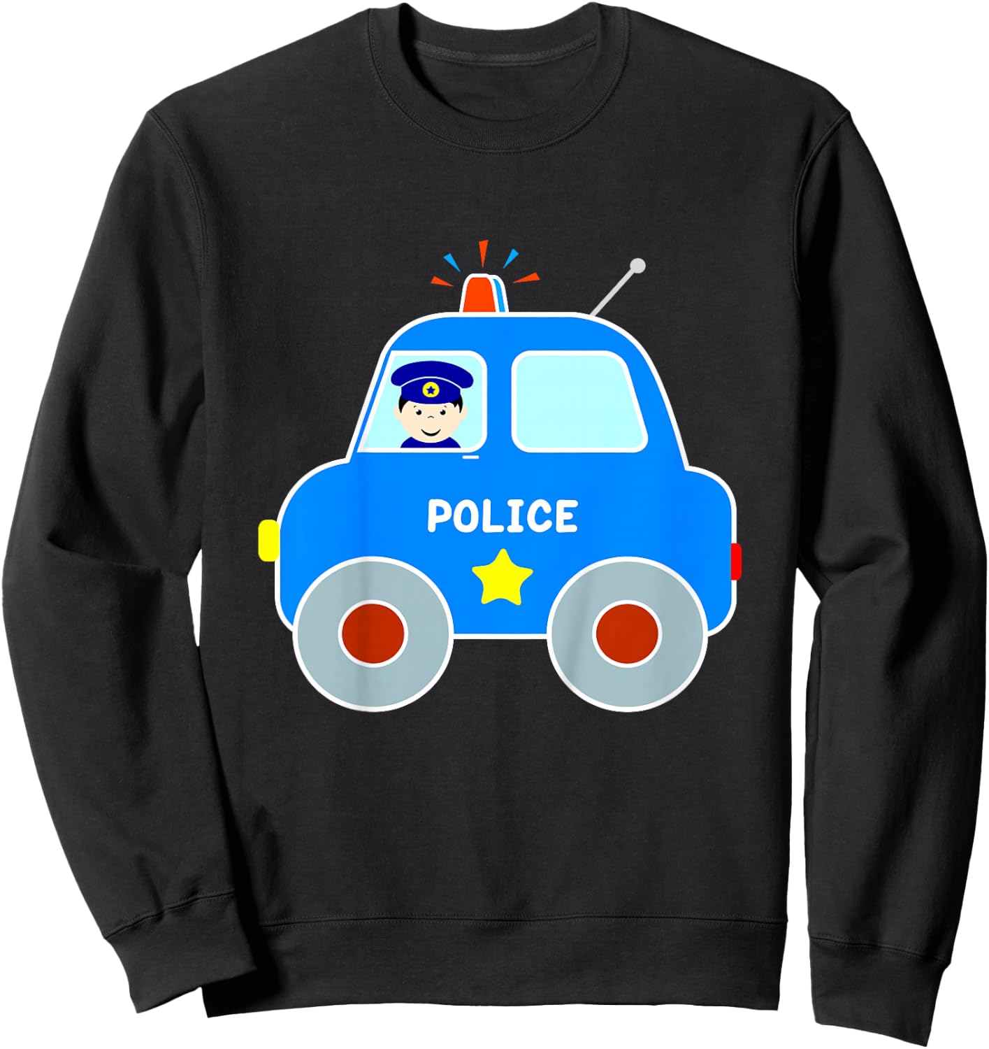 Police Car Toddler Boys Girls Cute Cop Patrol Vehicle Sweatshirt - Sweatshirt | Black