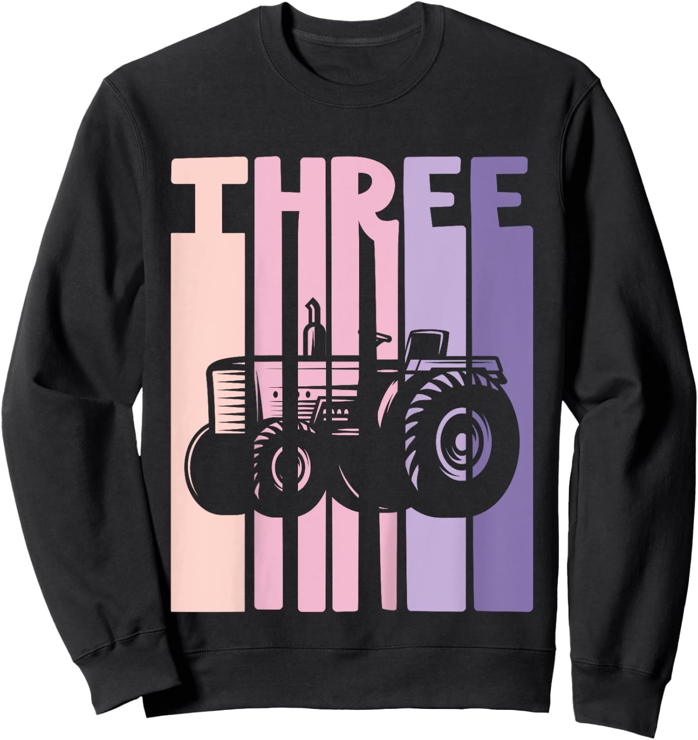 3rd Birthday Retro Farm Tractor Theme Farmer Girl 3 years Sweatshirt - Sweatshirt | Black