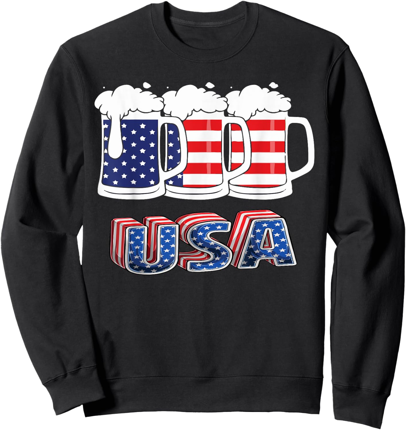 Beer American Flag 4th Of July Merica USA Drinking Team Men Sweatshirt - Sweatshirt | Black