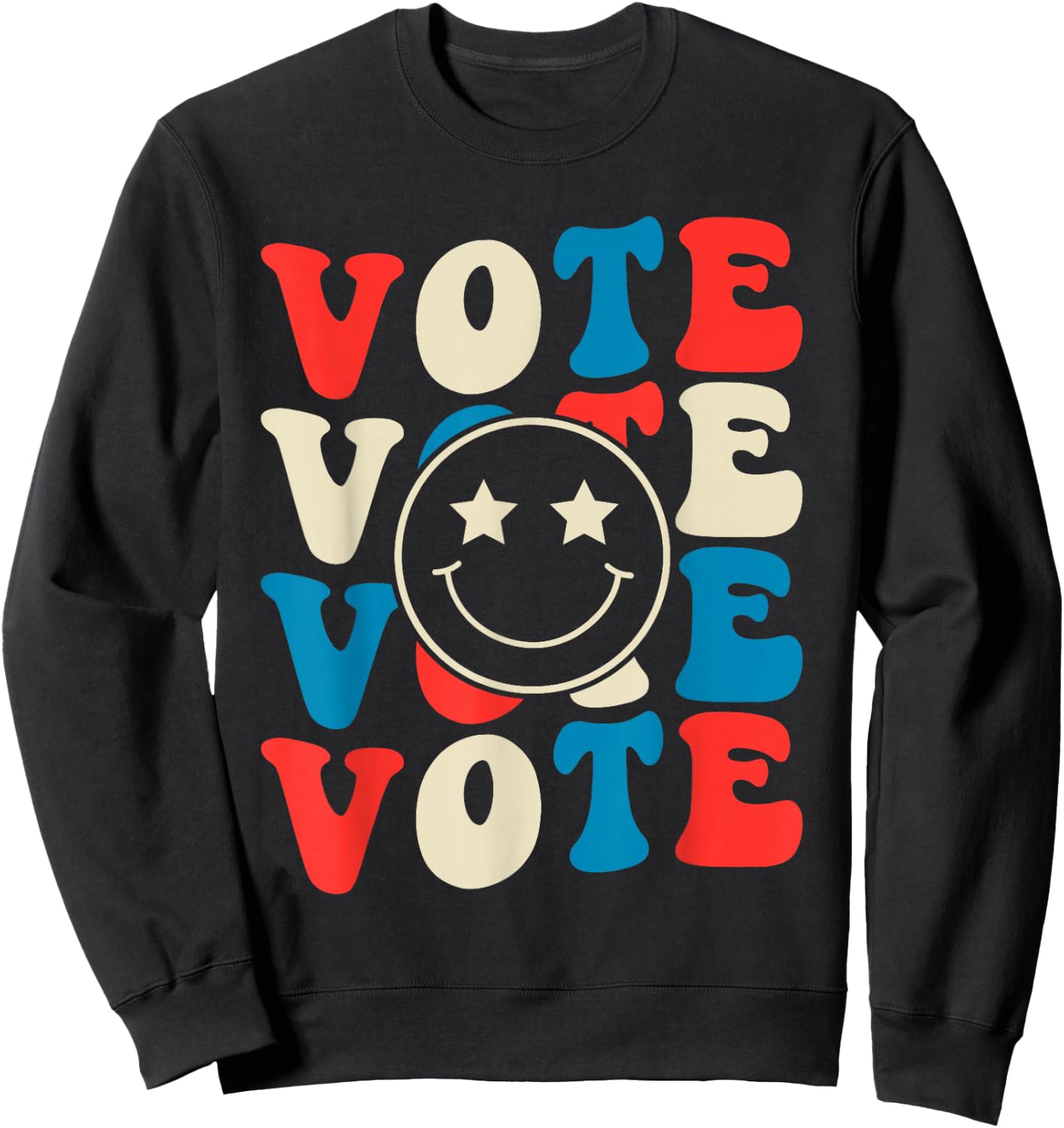 Vote Election 2025 Cute Retro Groovy American Voter Girls Sweatshirt - Sweatshirt | Black