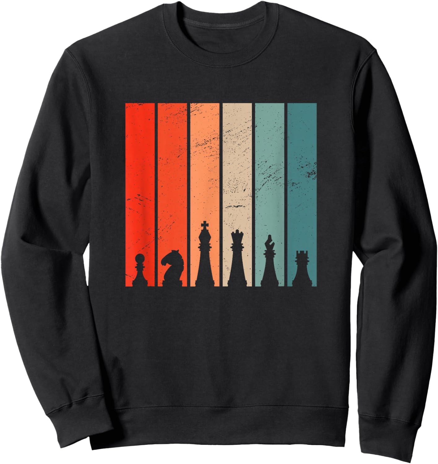 Retro Chess Chessboard Chess Character Chess Pieces Sweatshirt - Sweatshirt | Black