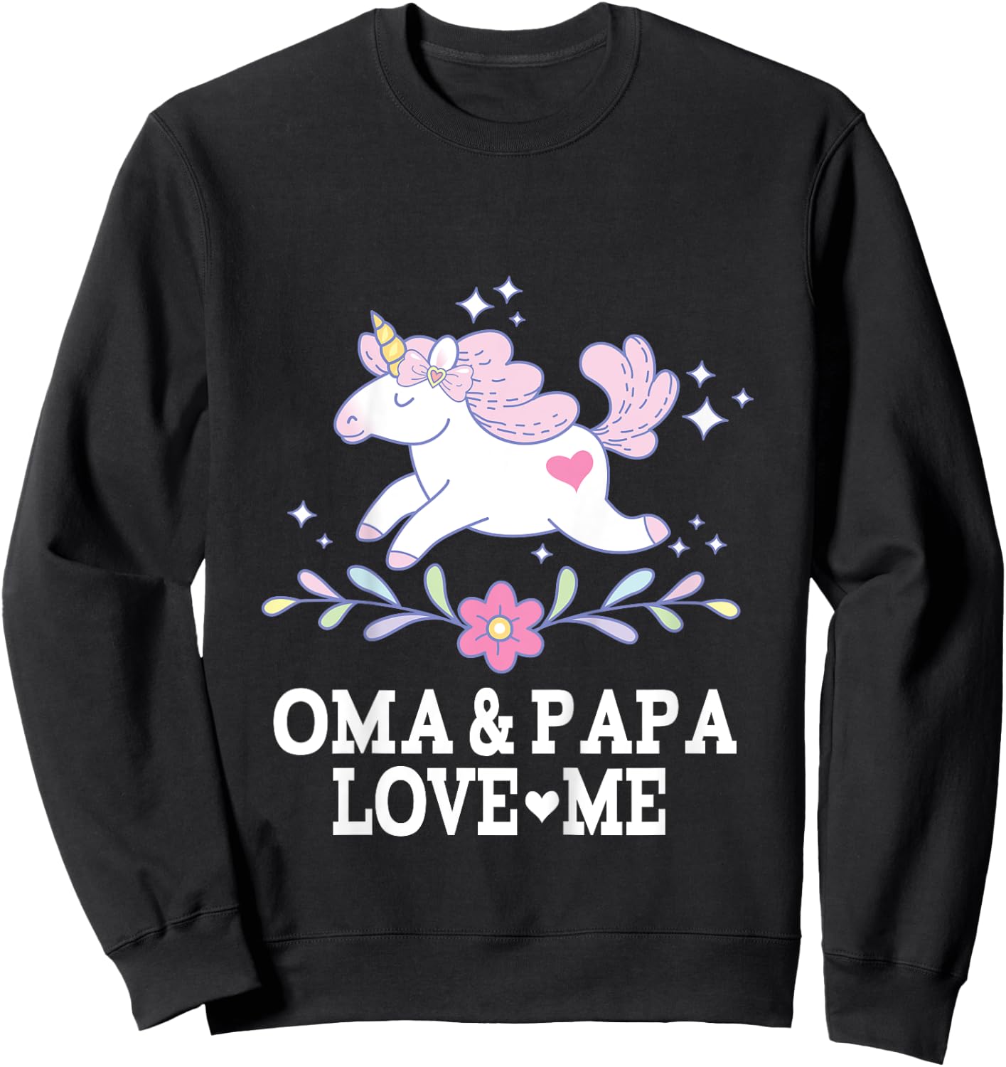 Oma and Papa Love Me Granddaughter Unicorn Sweatshirt - Sweatshirt | Black