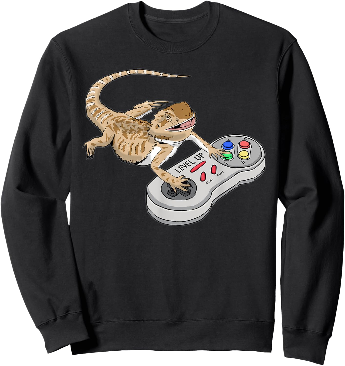 Bearded Dragon Playing Video Game Reptiles Pagona Gamers Small Sweatshirt - Sweatshirt | Black