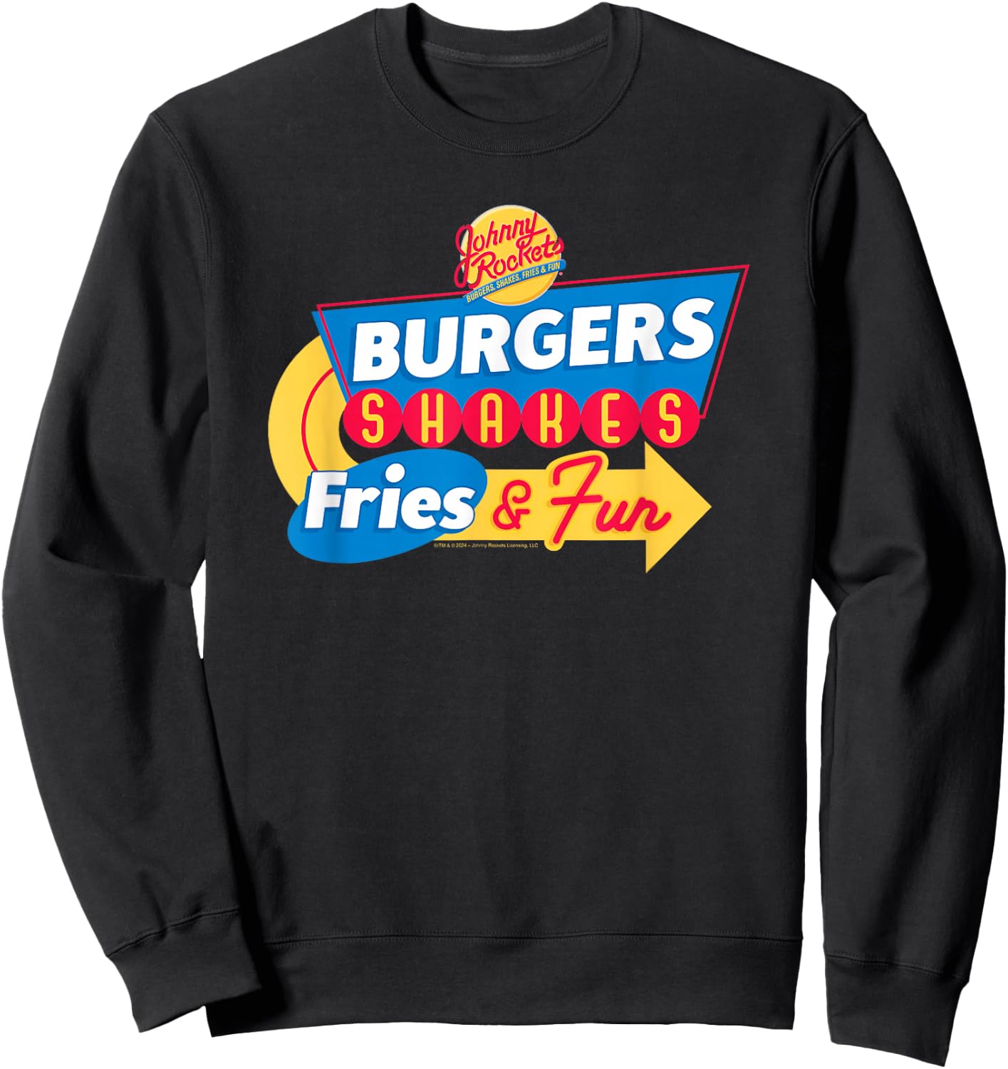 Johnny Rockets Direction Sign Fast Food Sweatshirt - Sweatshirt | Black