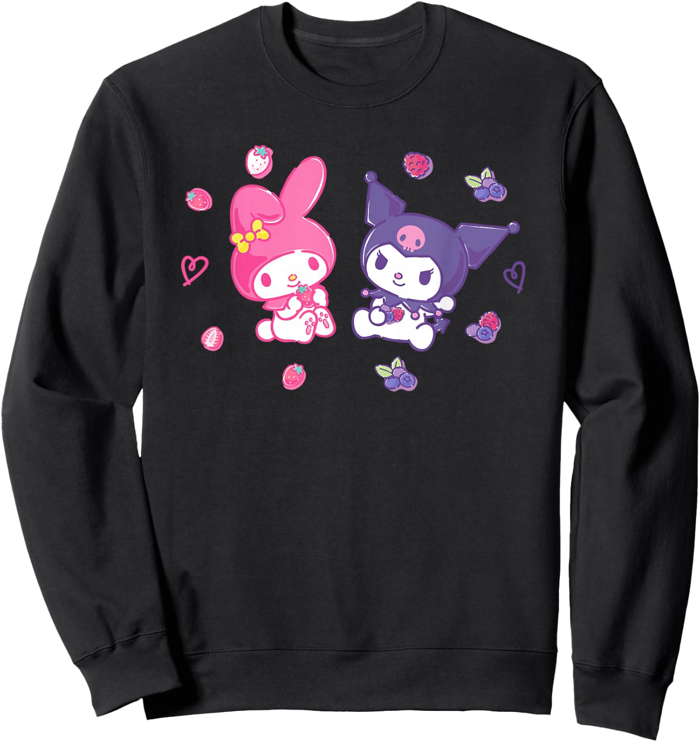 Sanrio Kuromi and My Melody Berries , Small, Black Sweatshirt - Sweatshirt | Black