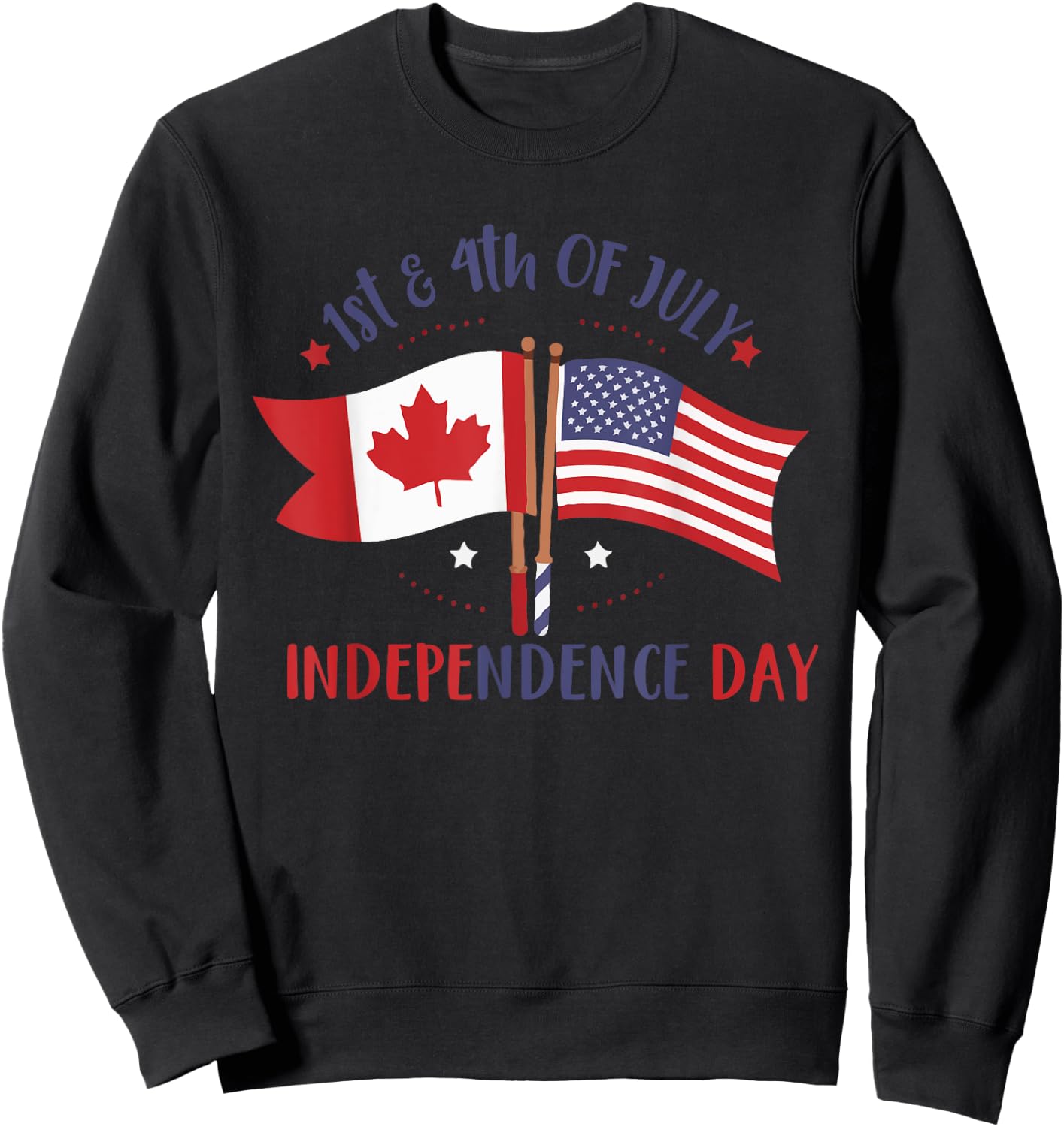 HAPPY INDEPENDENCE DAY Canadian American FLAG 4th of July Men Sweatshirt - Sweatshirt | Black