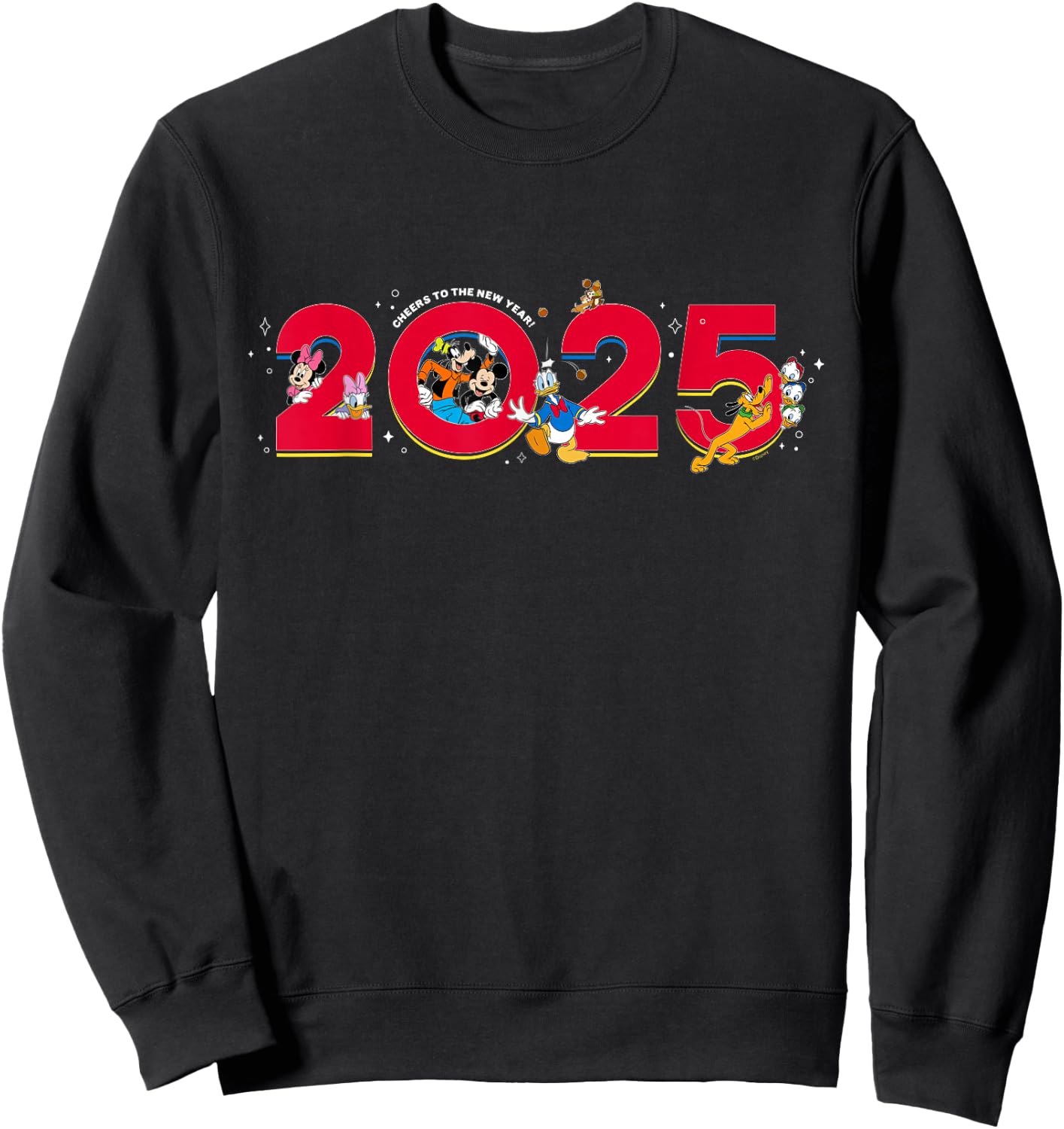 Disney Characters Mickey & Pals Cheers to The New Year 2025 Sweatshirt - Sweatshirt | Black