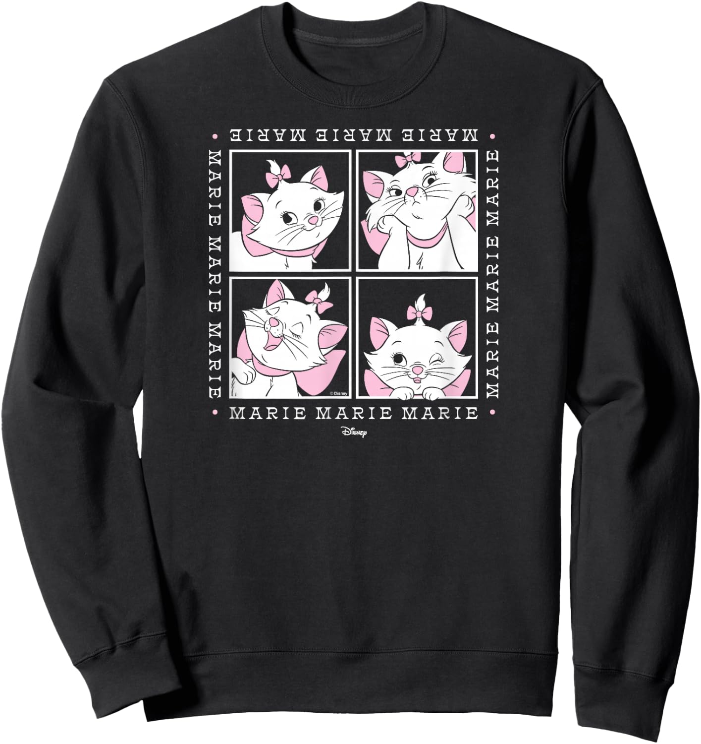 The Aristocats - Marie White Cat Character Face Grid Sweatshirt - Sweatshirt | Black
