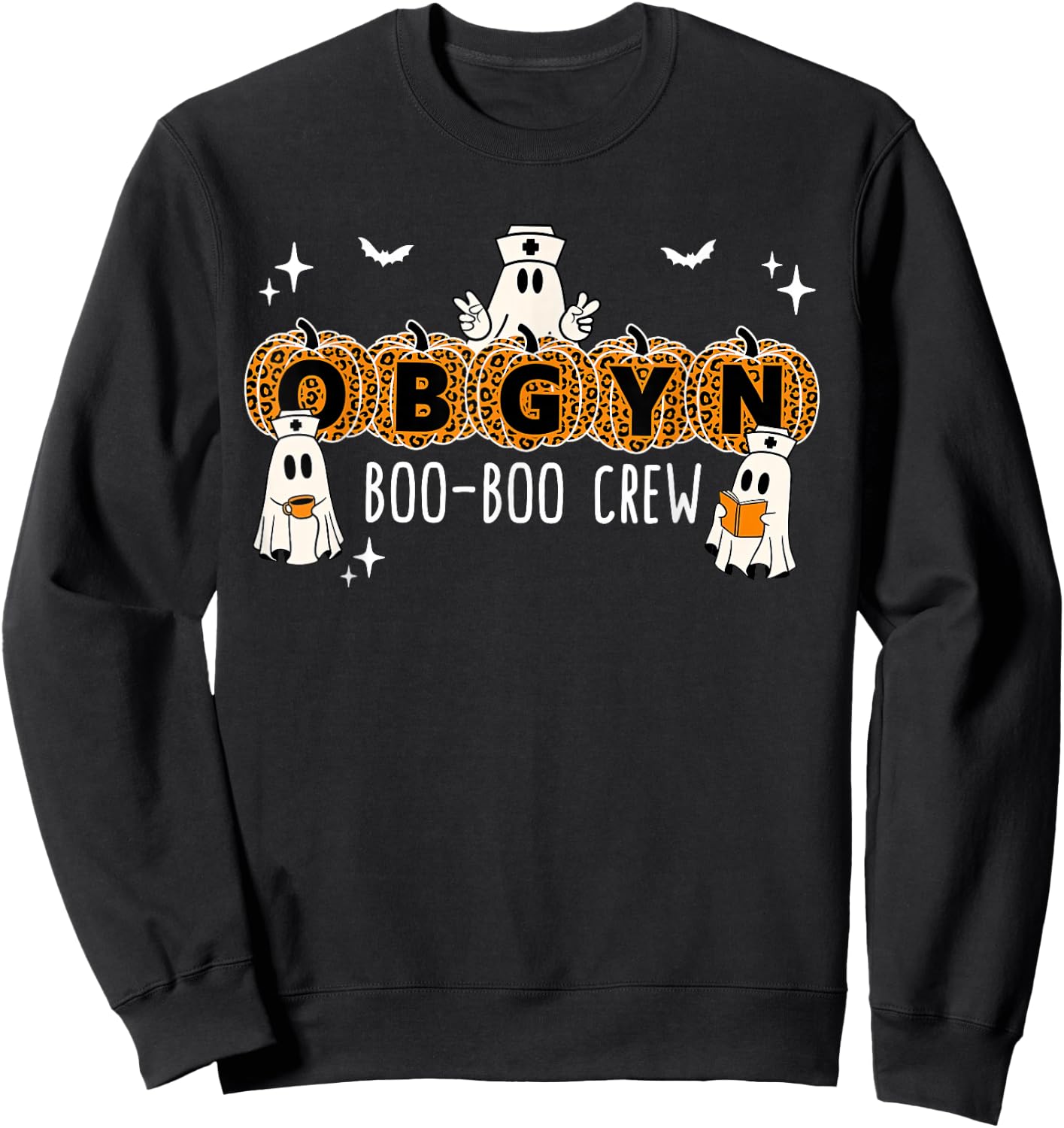 OBGYN Boo Boo Crew Obstetrics Nurse Ghost Pumpkin Halloween Sweatshirt - Sweatshirt | Black