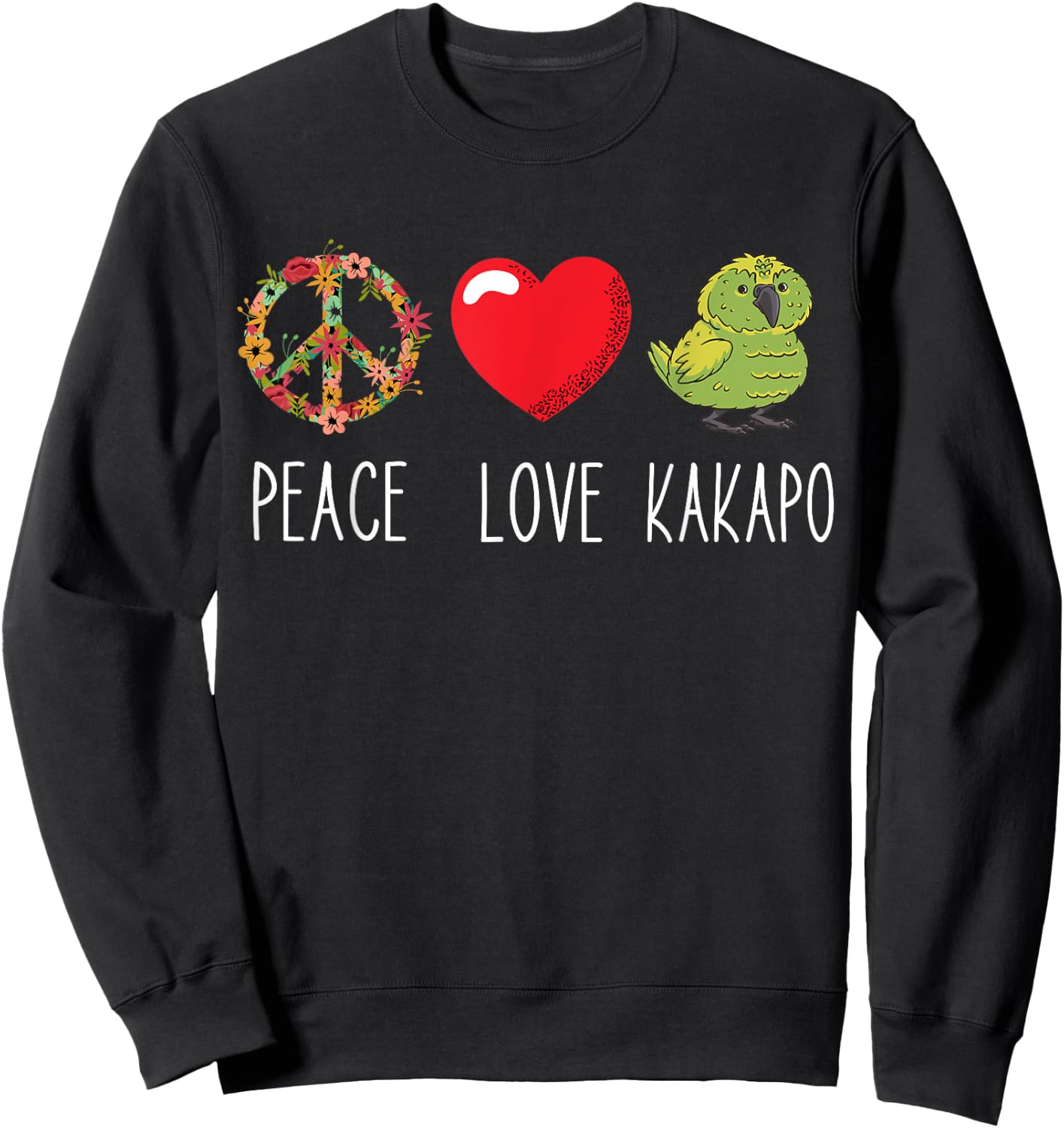 Kakapo Bird Kakapo Parrot Love Peace New Zealand Kakapo Sweatshirt - Sweatshirt | Black