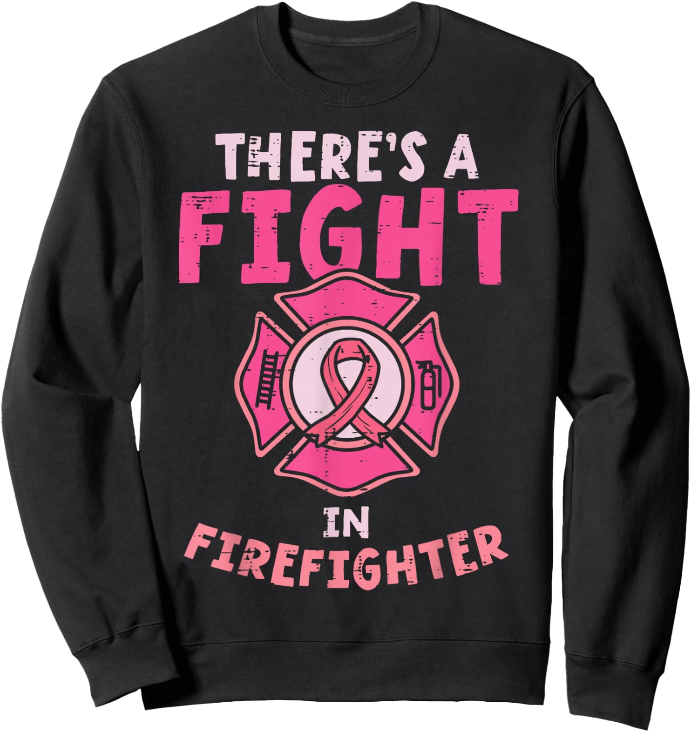 Breast Cancer Awareness with Pink Ribbon Sweatshirt - Sweatshirt | Black
