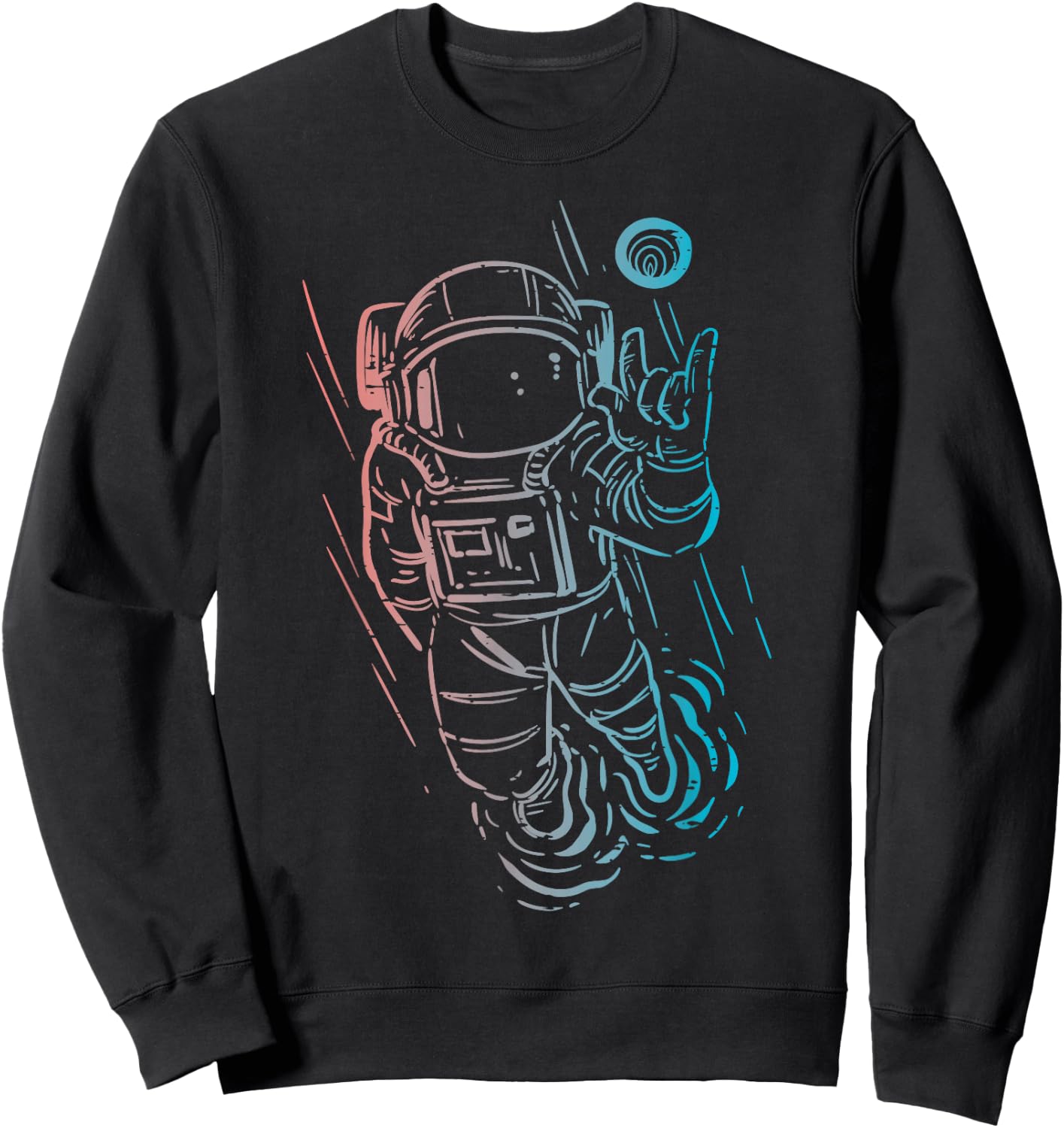 Astronaut Rocker Hand Cool Space Galaxy Rock Men Boys Kids Sweatshirt - Sweatshirt | Black