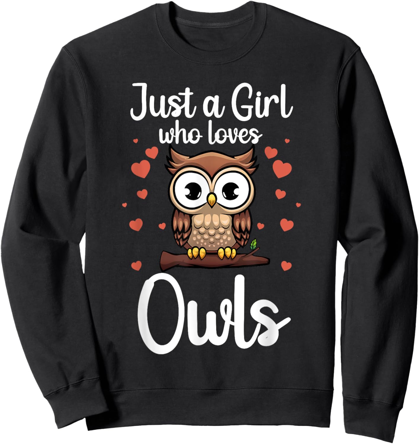 Funny Owl Design Girls Nocturnal Bird Owl Lovers Sweatshirt - Sweatshirt | Black