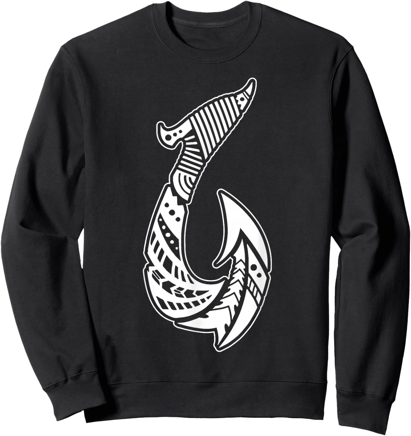 Tribal Hawaiian Fish Hook Pacific Islander Fishing Hawaii Sweatshirt - Sweatshirt | Black