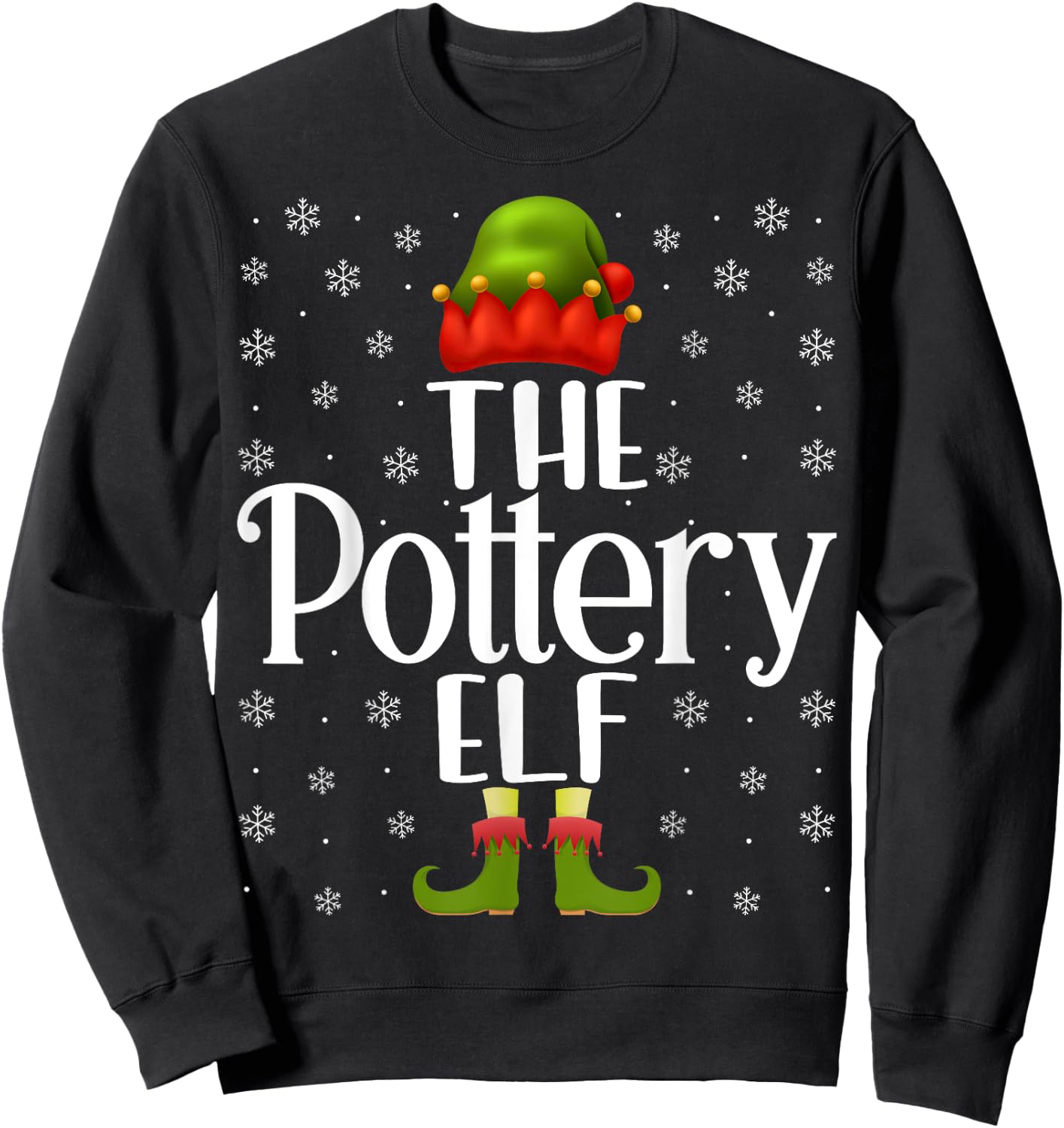 The Pottery Elf Funny Ceramics Artist Clay Pottery Christmas Sweatshirt - Sweatshirt | Black