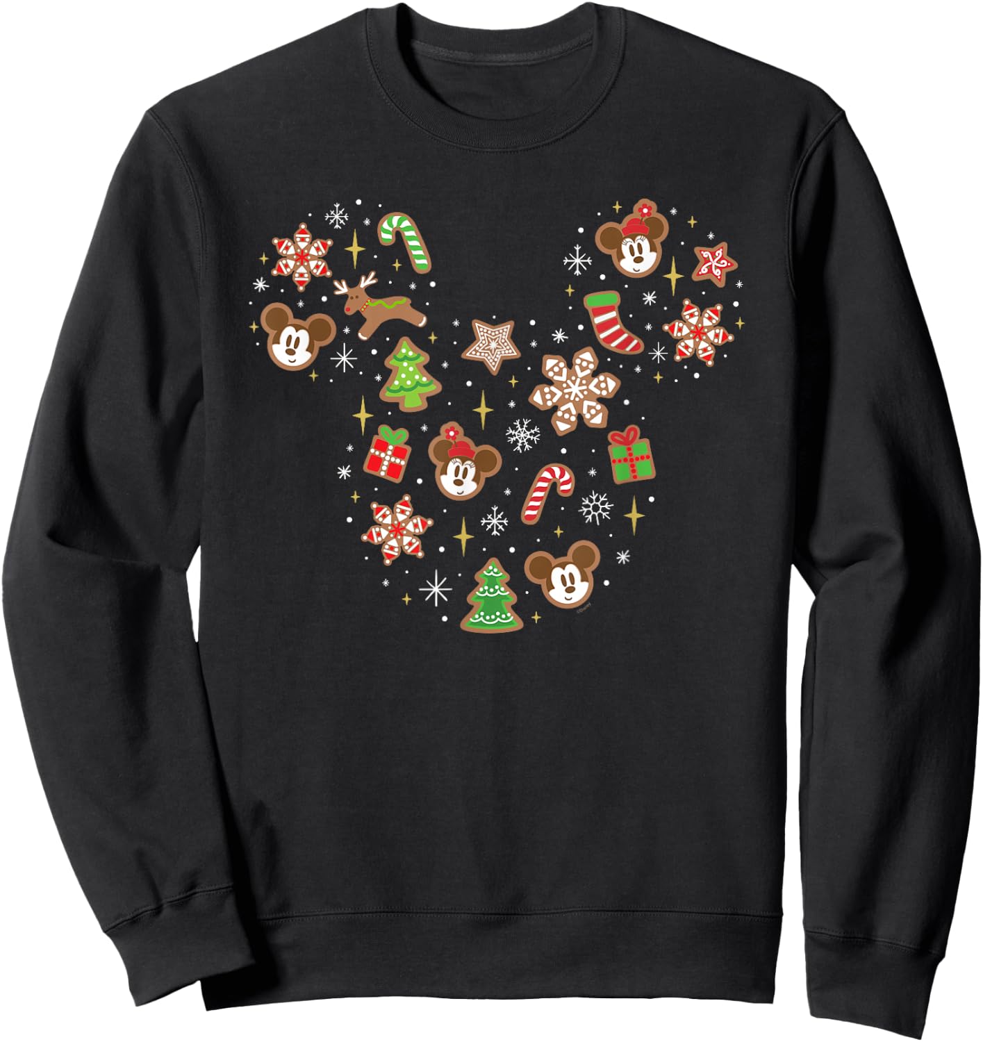 Disney Mickey & Minnie Head Gingerbread Christmas Holiday Sweatshirt - Sweatshirt | Black