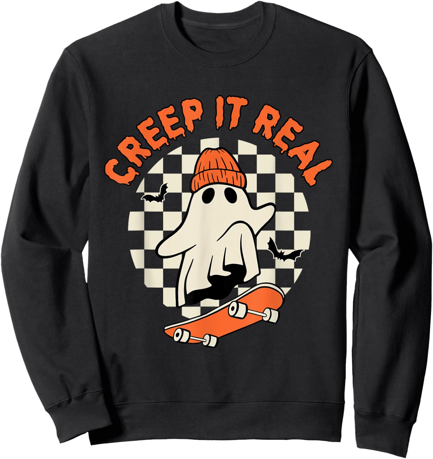 Vintage Retro Halloween Creep It Real Ghost Boy Fall Season Sweatshirt - Sweatshirt | Black