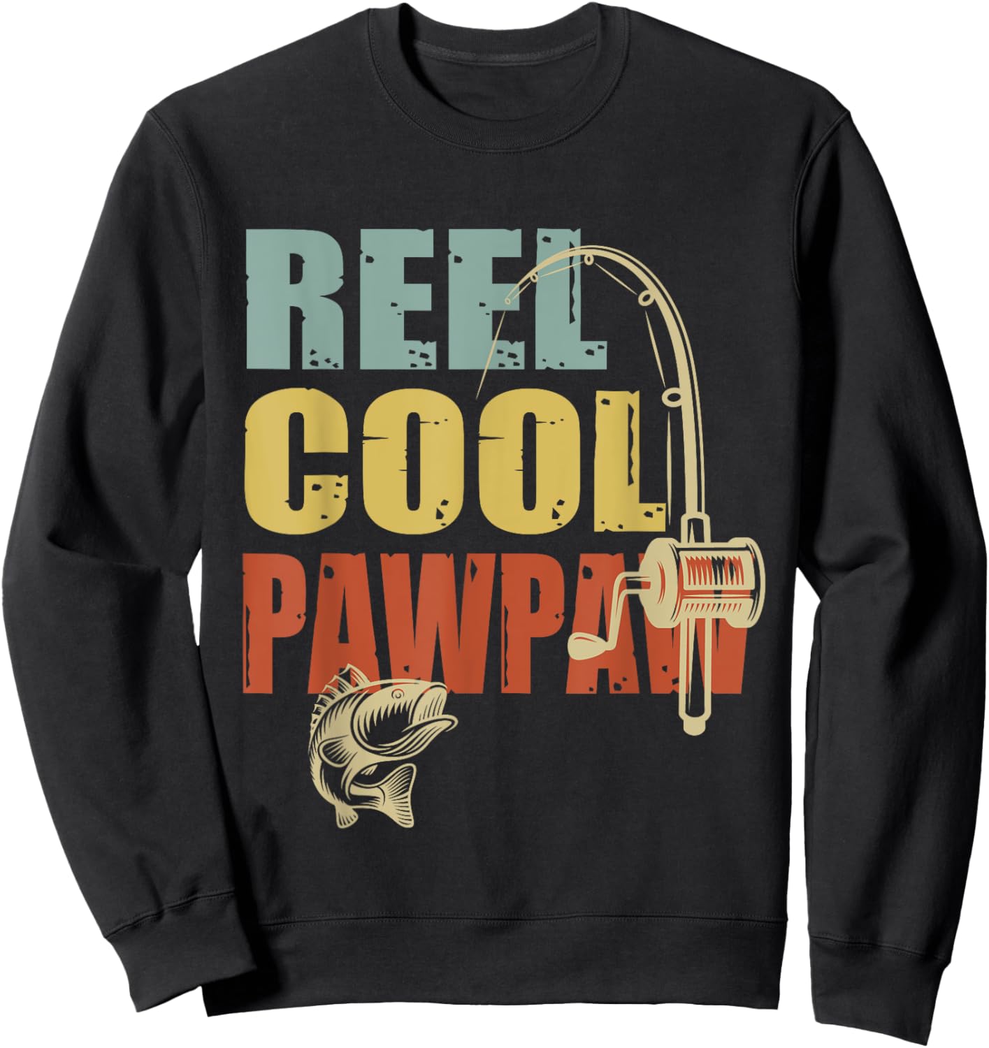 Reel Cool Pawpaw Funny Fisherman Vintage Fishing Design Sweatshirt - Sweatshirt | Black