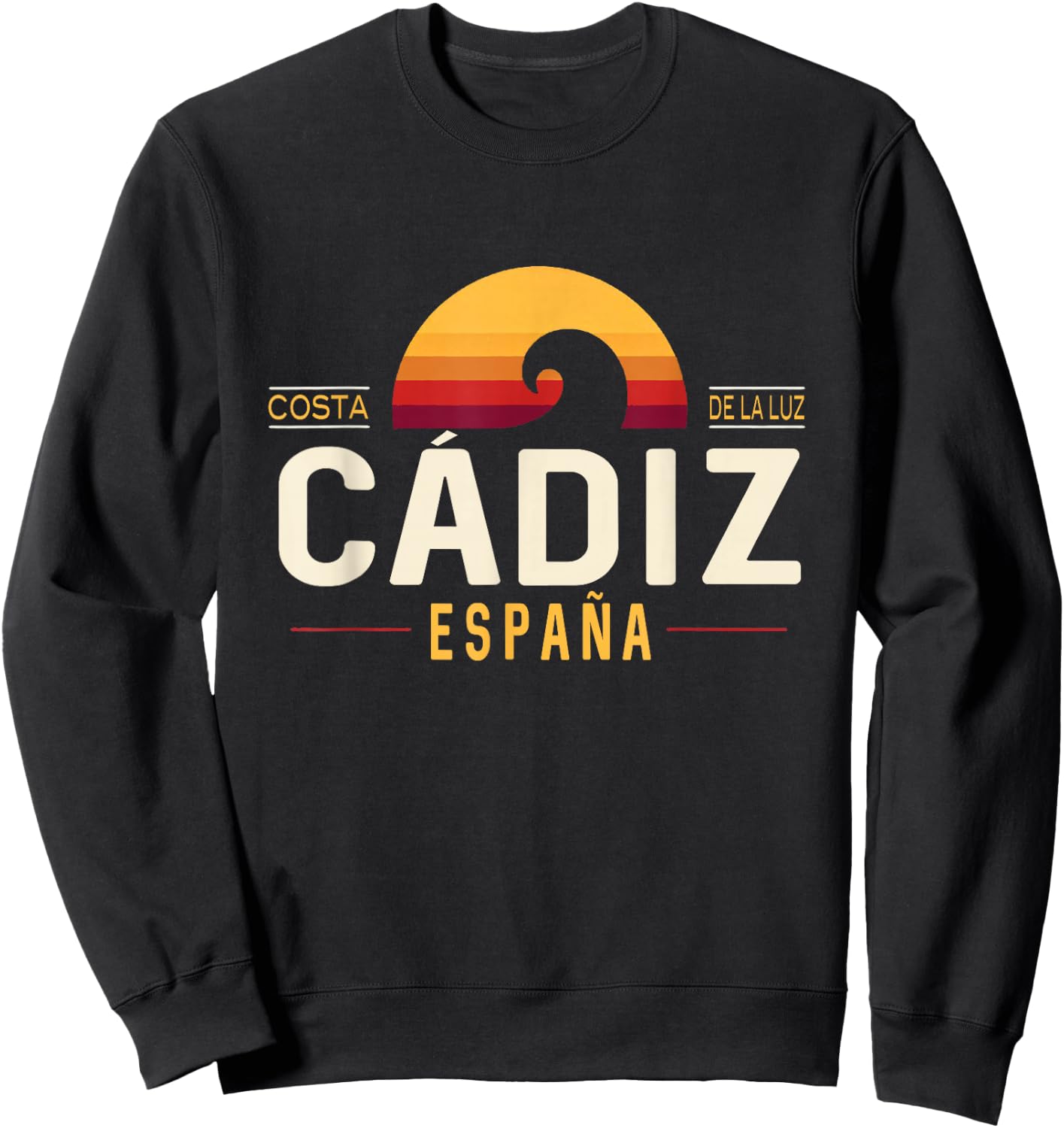 Cadiz Spain | Cádiz Costa de la Luz España Retro Wave Logo Sweatshirt - Sweatshirt | Black