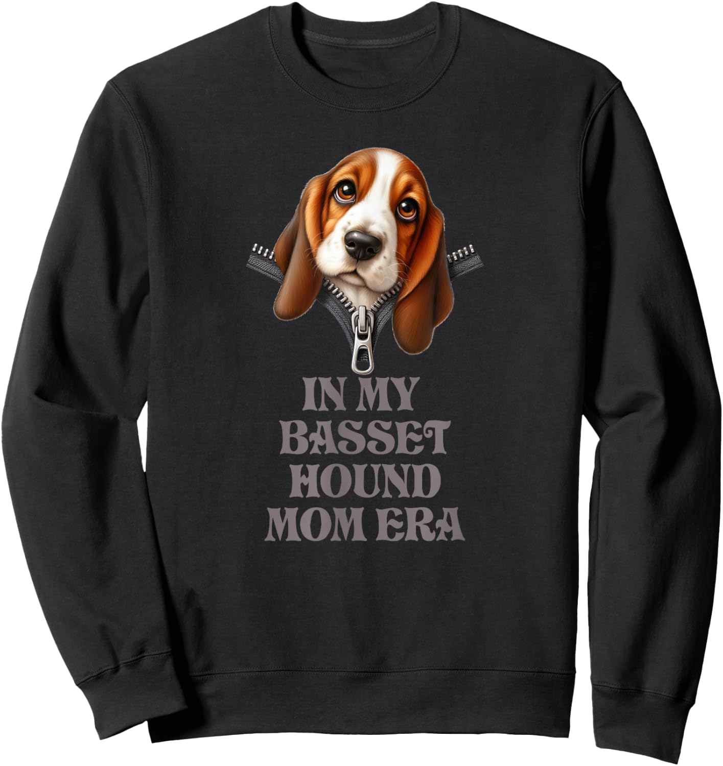 In My Basset Hound Mom Era Sweatshirt - Sweatshirt | Black