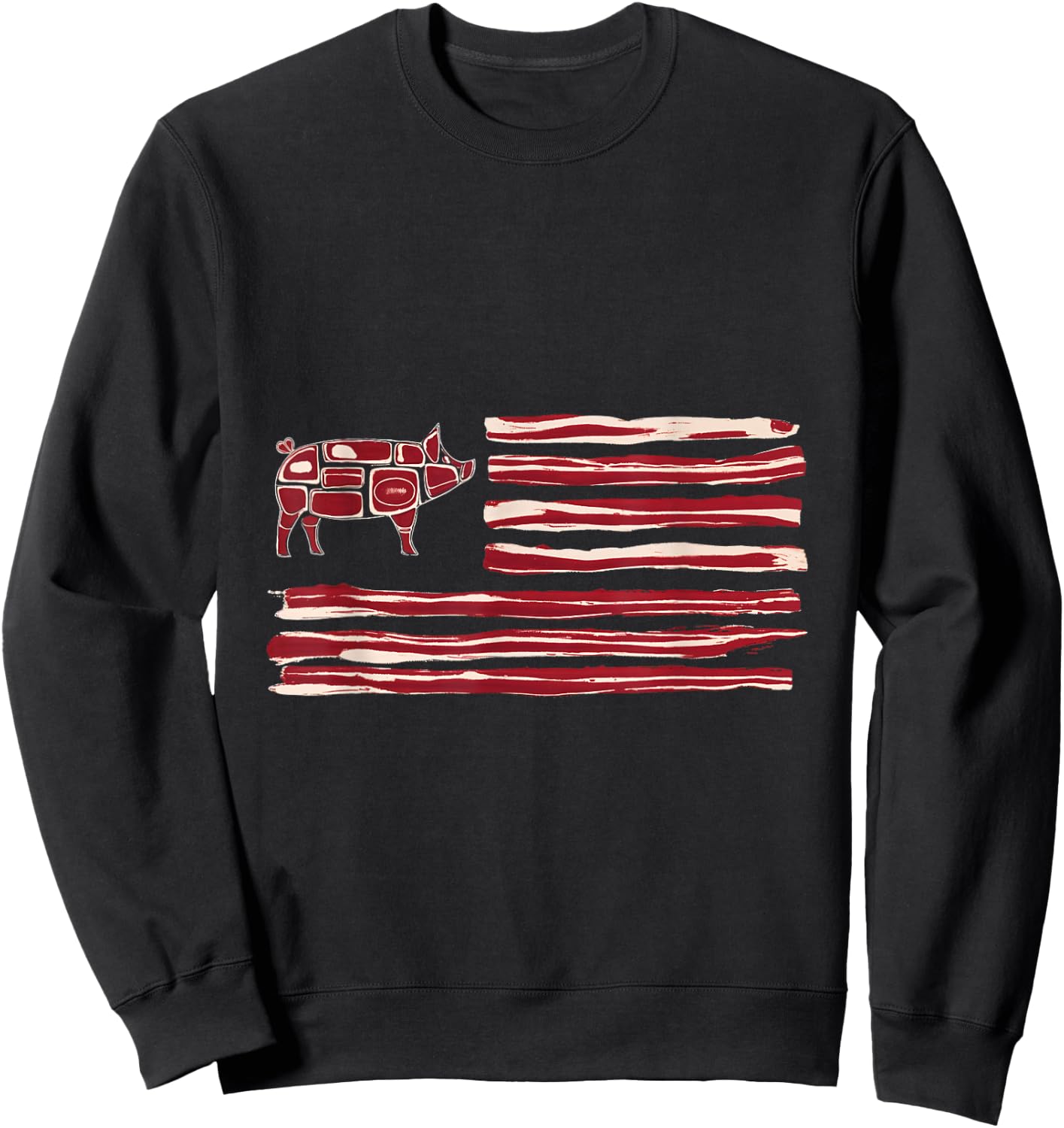 Bacon Flag Pig American Patriot Cooking Grill Sweatshirt - Sweatshirt | Black
