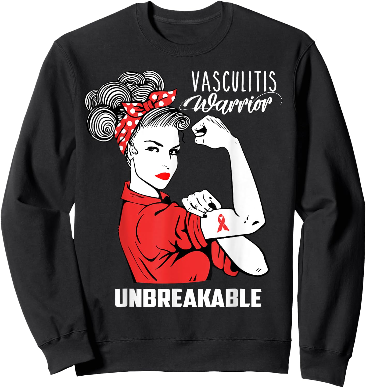 Vasculitis Warrior Unbreakable Shirt Vasculitis Awareness Sweatshirt - Sweatshirt | Black