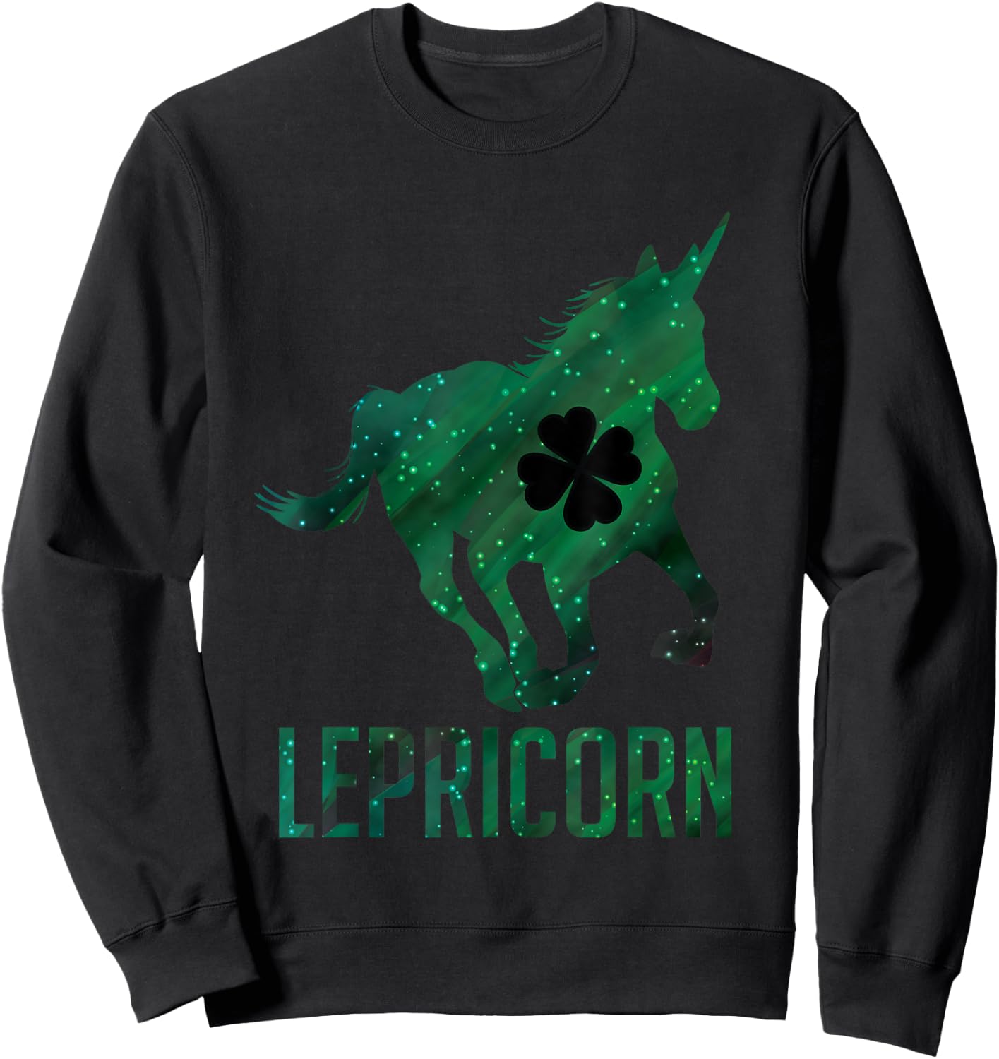 Lepricorn Leprechaun Unicorn Funny St. Patrick's Day Horse Sweatshirt - Sweatshirt | Black