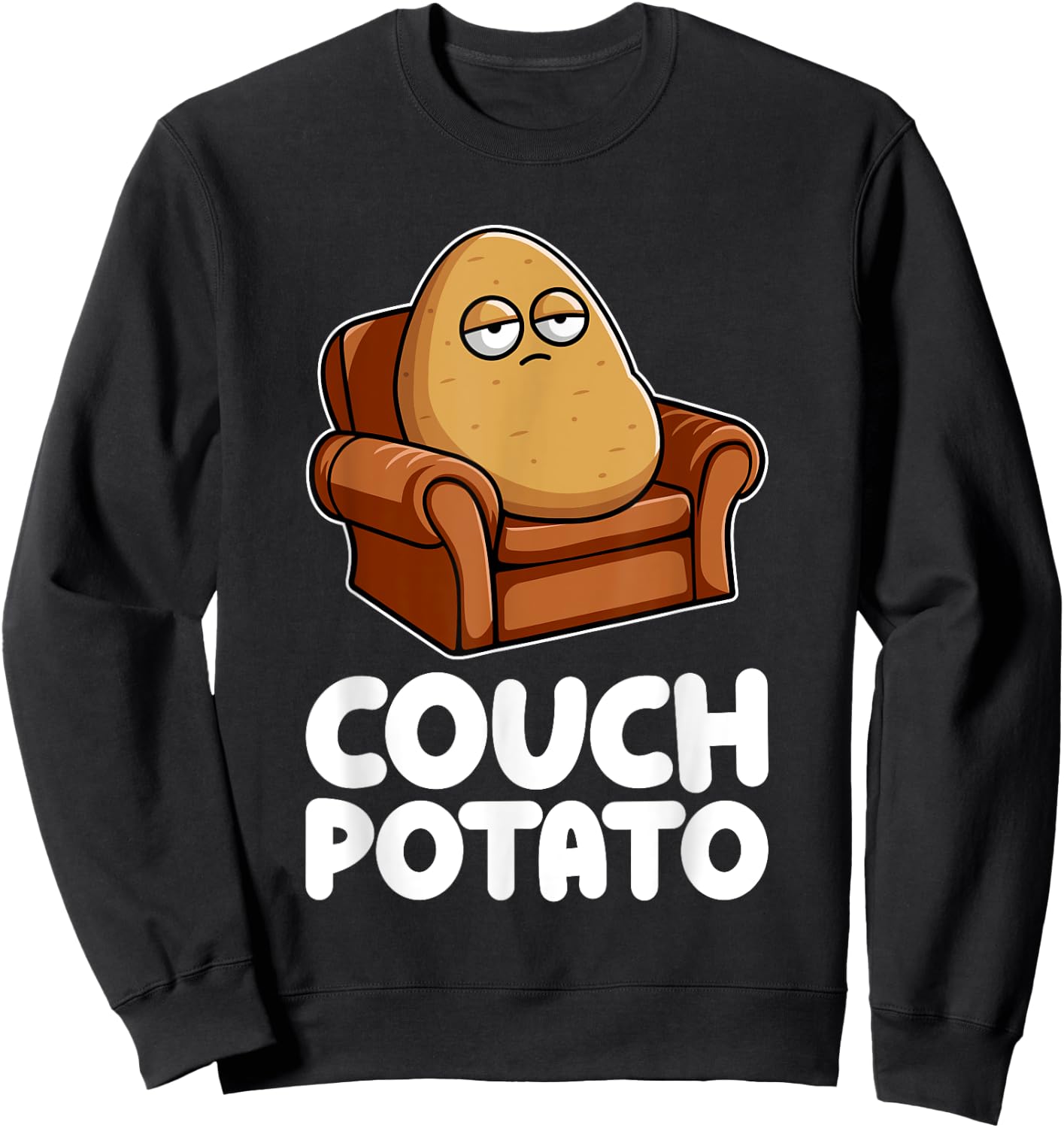 Potato Lazy Tired Vegetable Food Humor Funny Pun Dad Mom Sweatshirt - Sweatshirt | Black