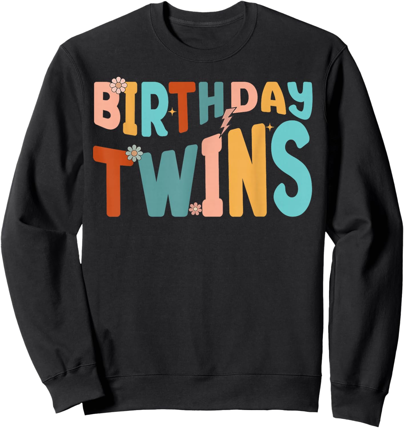 It's Our Birthday Twins Matching Girl's Women's Groovy Retro Sweatshirt - Sweatshirt | Black