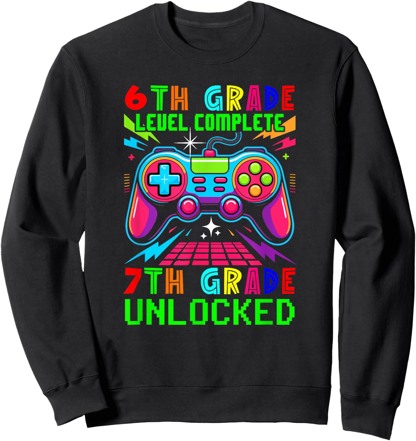 6th Grade Level Complete 7th Grade Unlocked Gamer Students Sweatshirt - Sweatshirt | Black