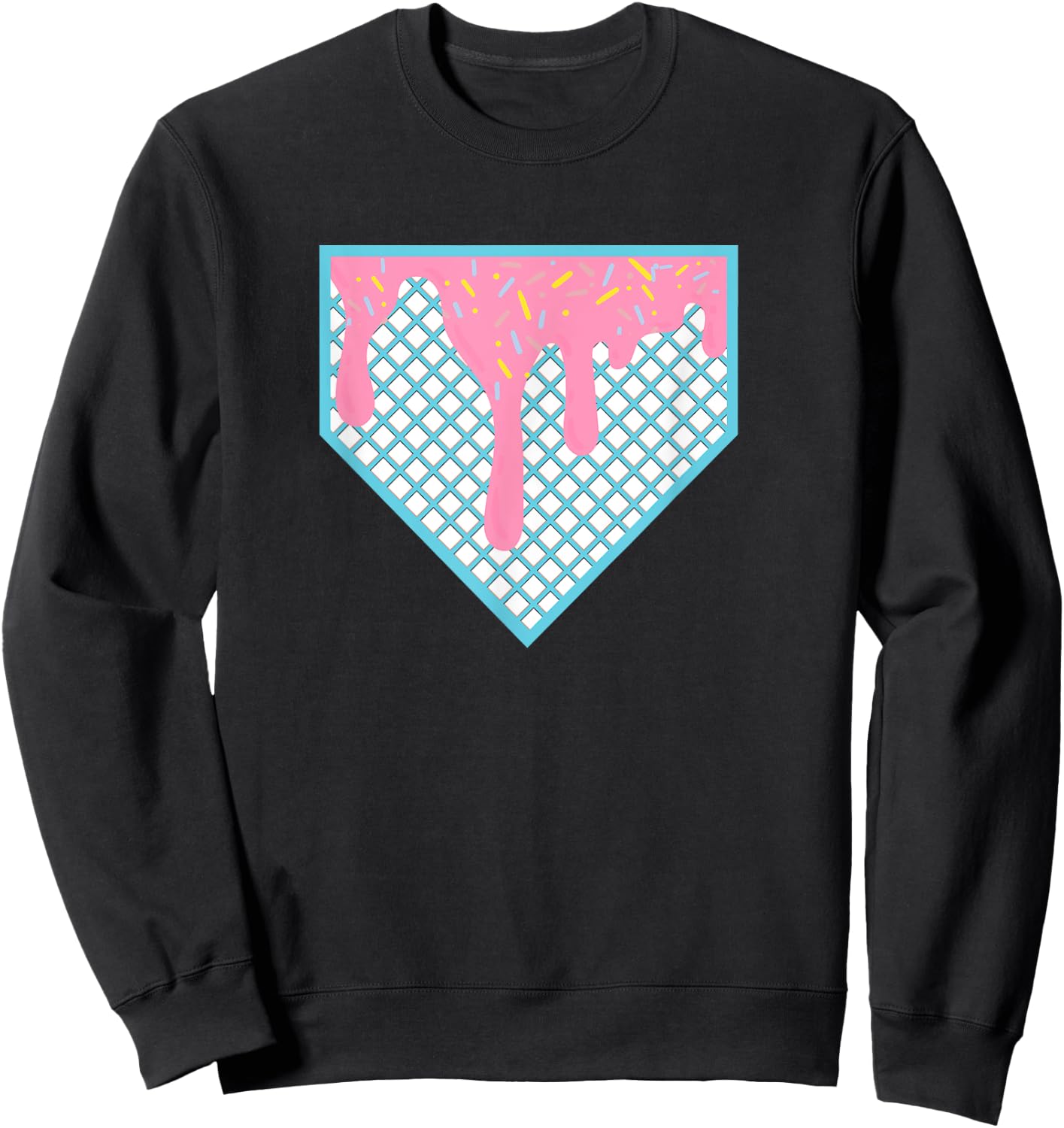Funny Home Plate Drip - Ice Cream Softball & Baseball Men Women Girls Kids Sweatshirt - Sweatshirt | Black