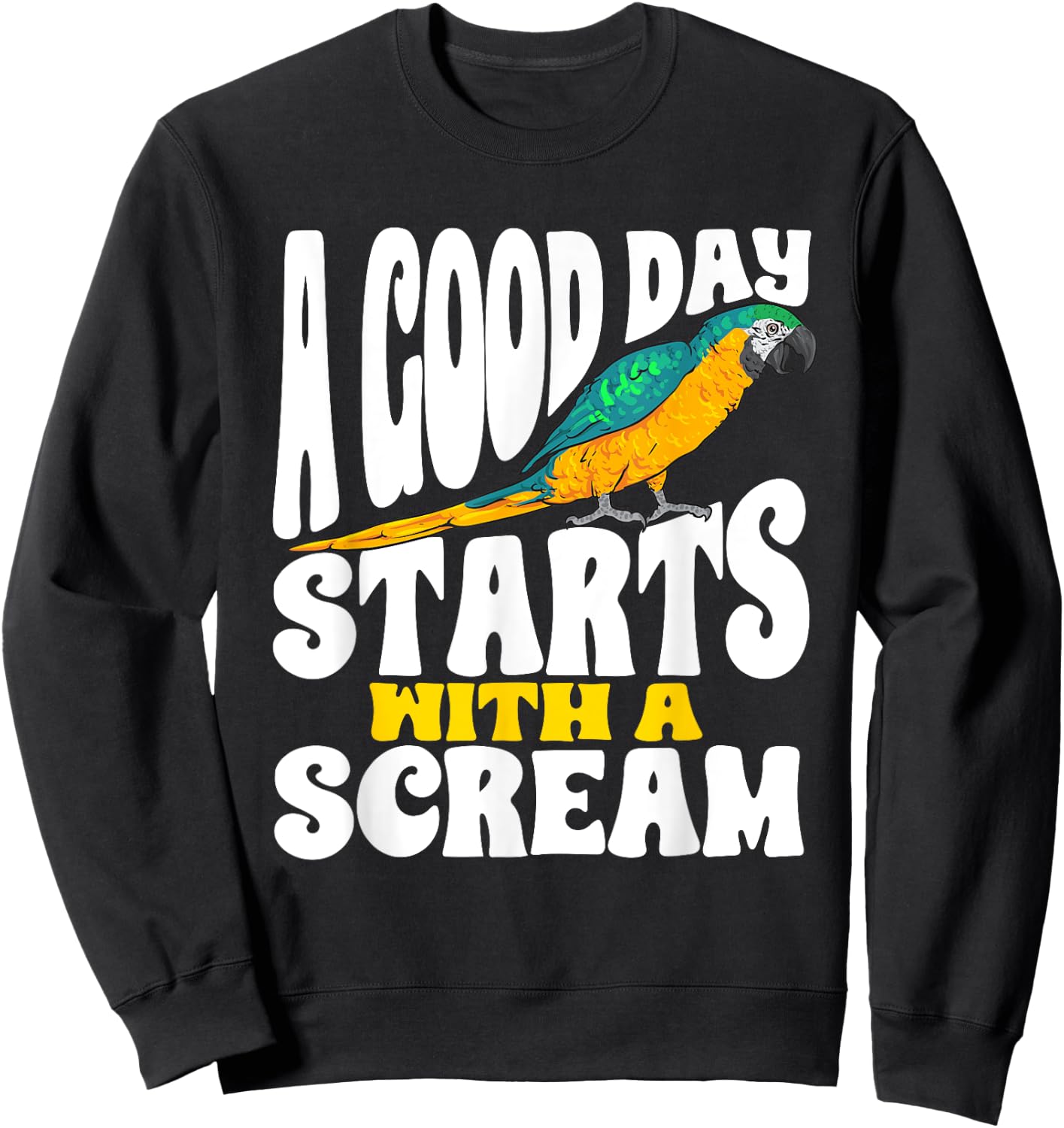 Macaw Parrot Scream Blue And Yellow Macaw Sweatshirt - Sweatshirt | Black