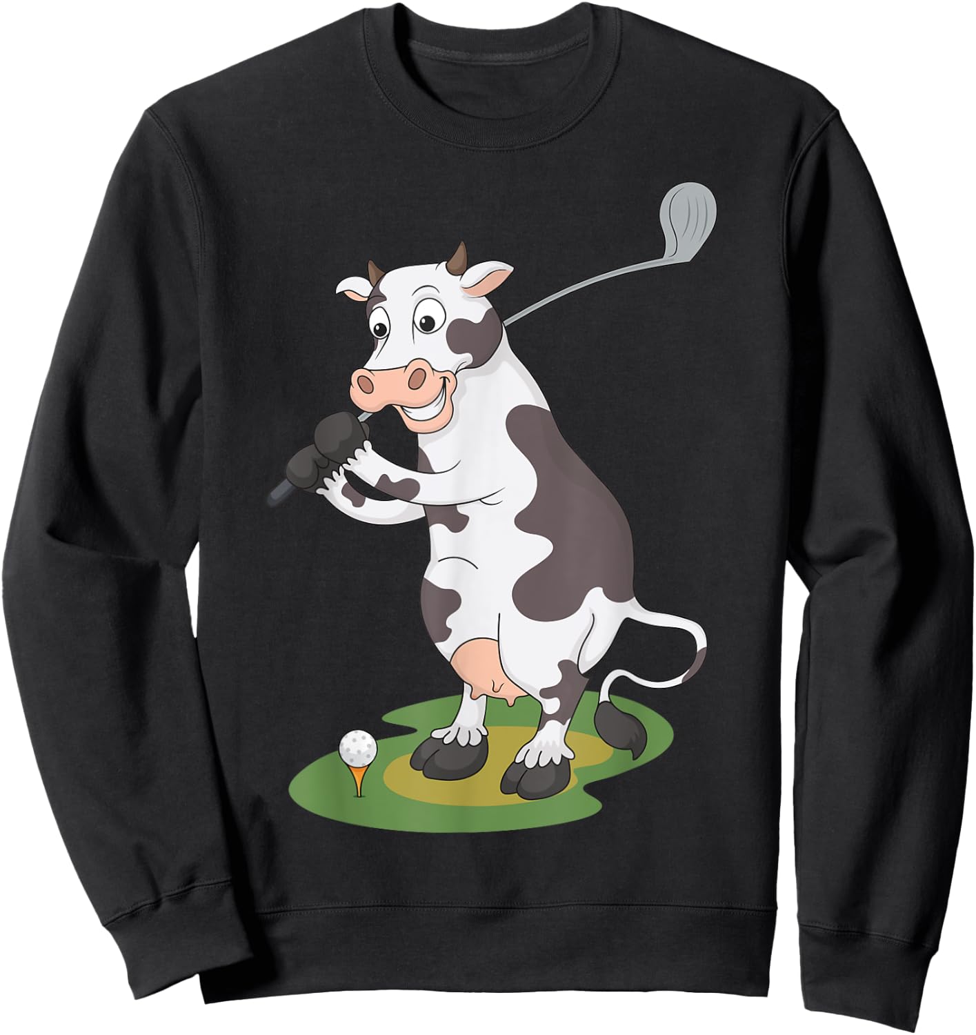 Golfing Cow Golf Sweatshirt - Sweatshirt | Black