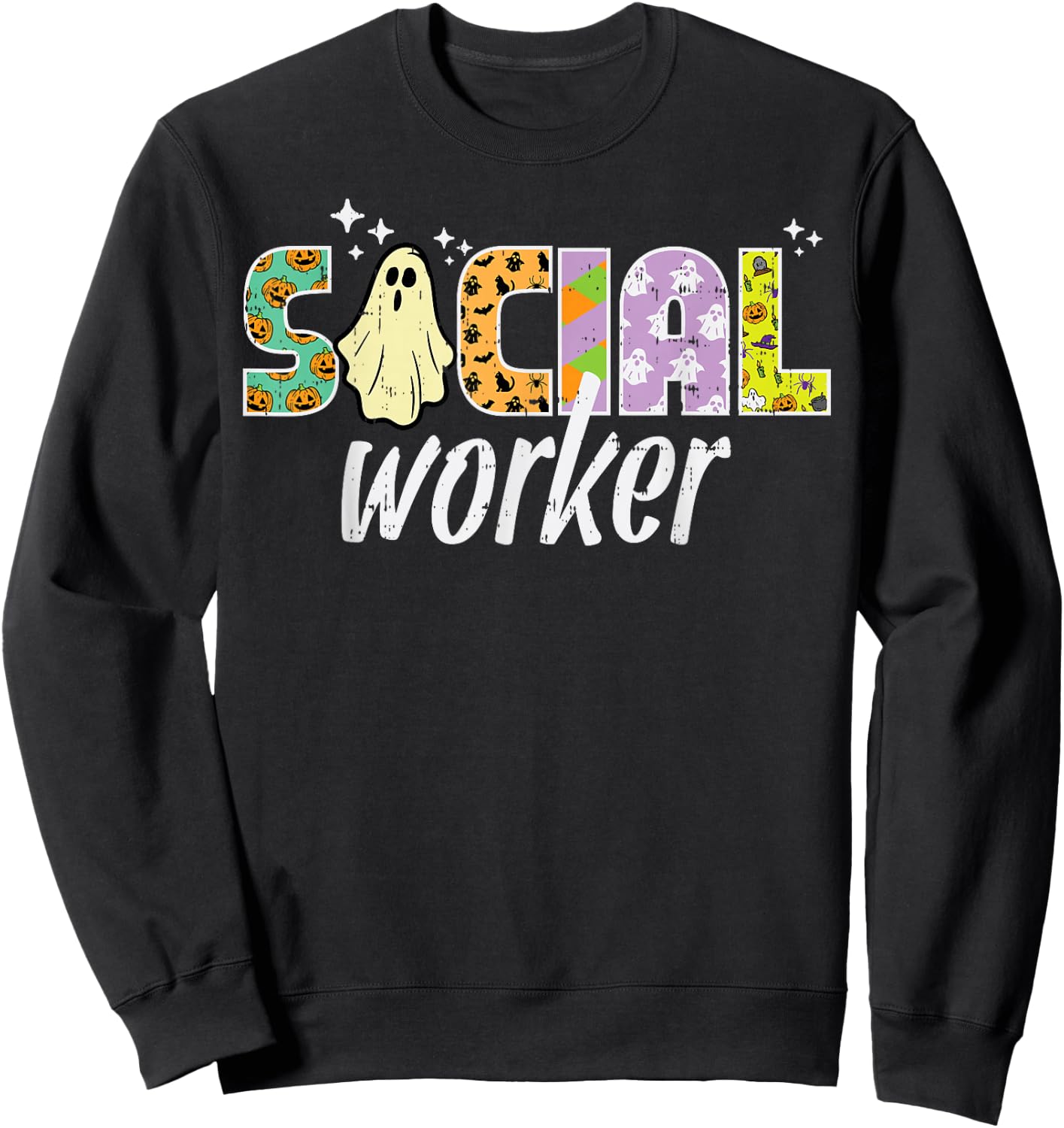 Halloween Social Worker Ghost Advocate Costume Women Men Sweatshirt - Sweatshirt | Black