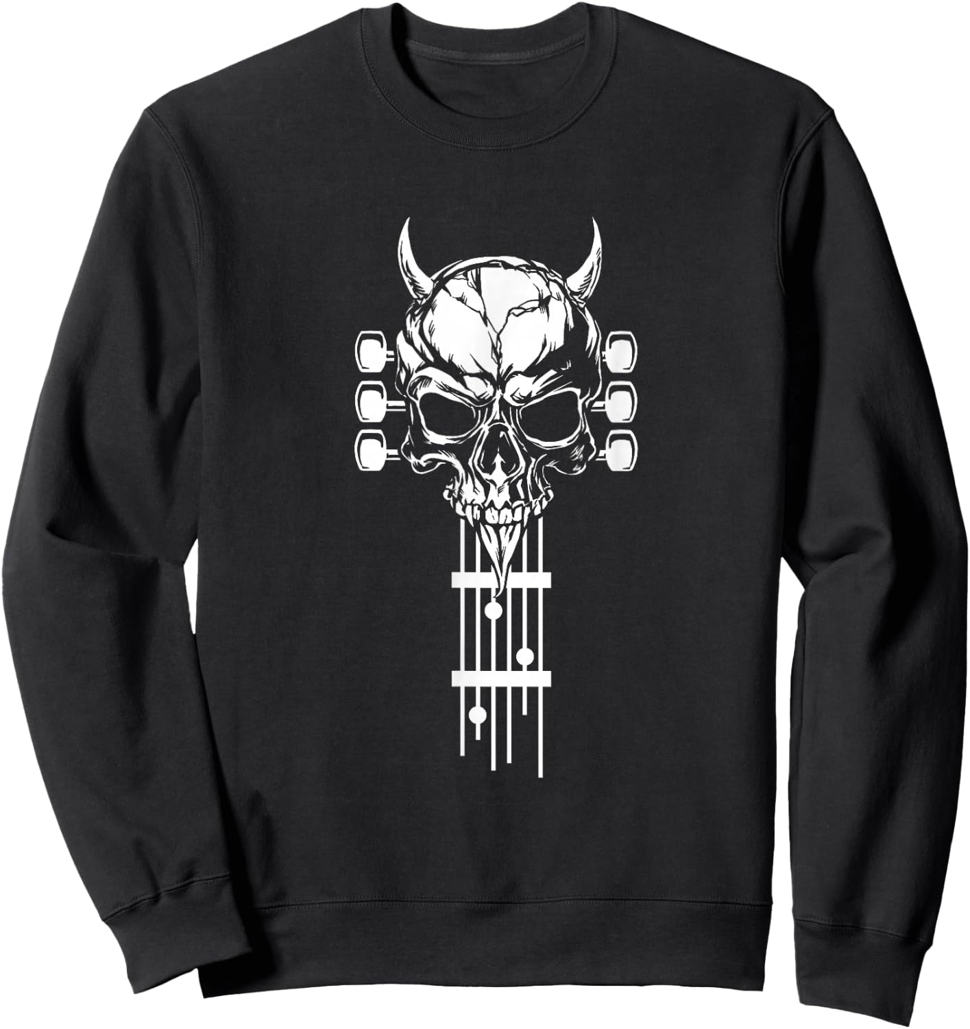 Skull Guitar Shirt Heavy Metal Band Guitar Player Guitarists Sweatshirt - Sweatshirt | Black