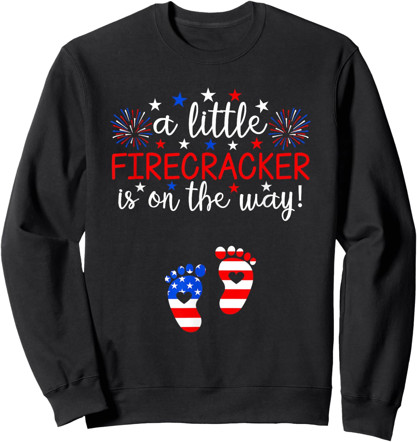 A Little Firecracker is on The Way 4th of July Pregnancy Sweatshirt - Sweatshirt | Black