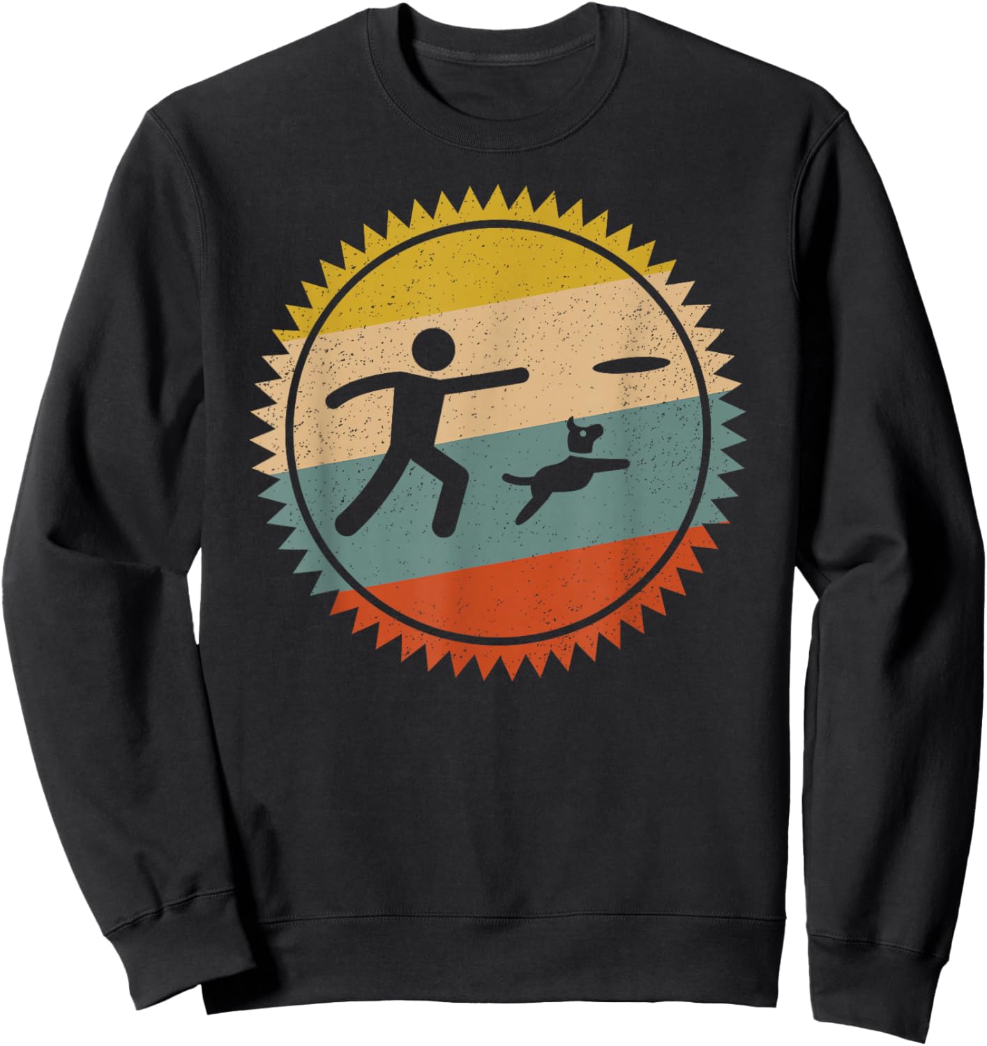 Frisbee With Dog Vintage For Dog Lovers Sweatshirt - Sweatshirt | Black