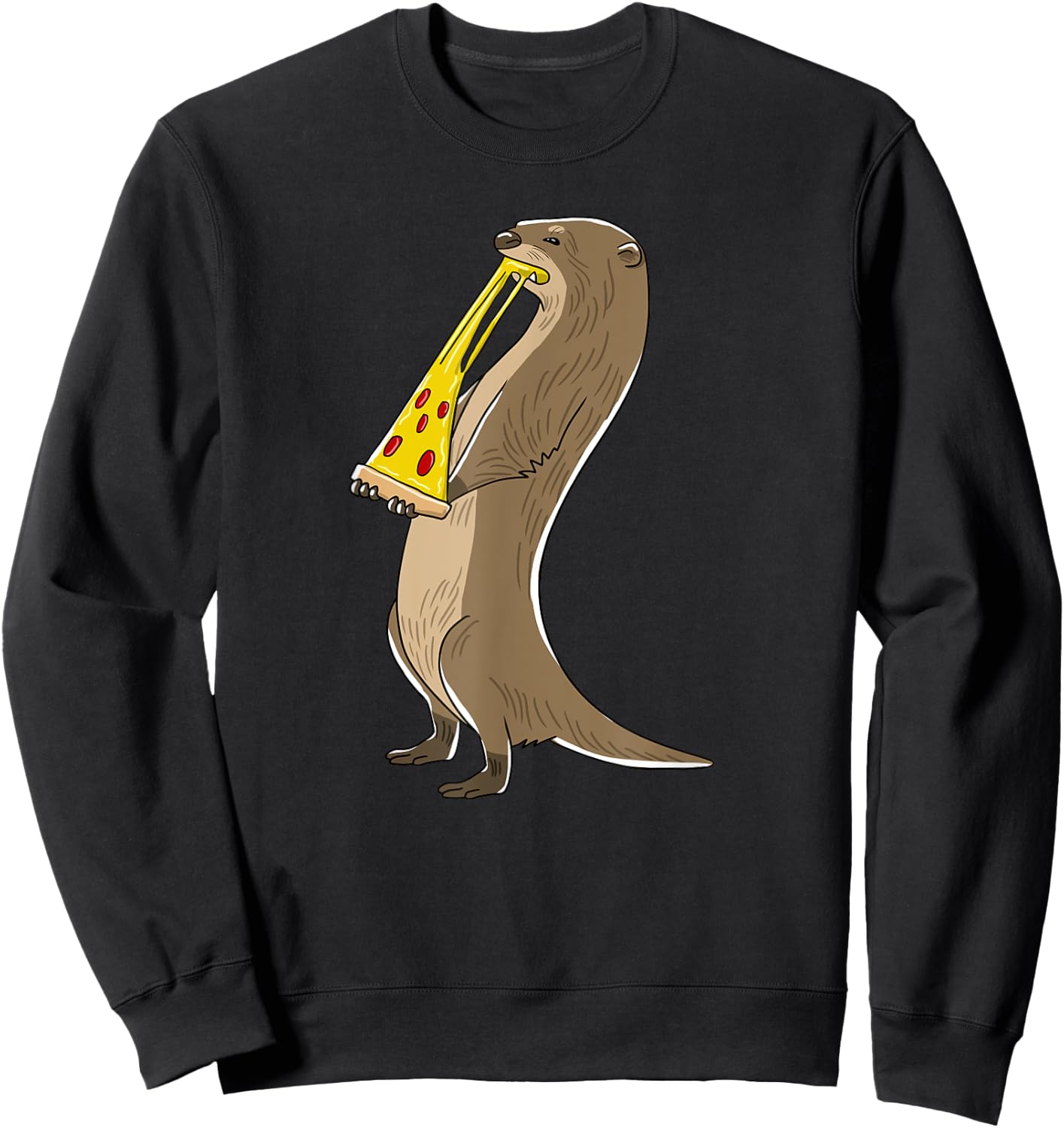 Sea Otter Eating Pizza Funny Animal Snack Food Lover Gift Sweatshirt - Sweatshirt | Black