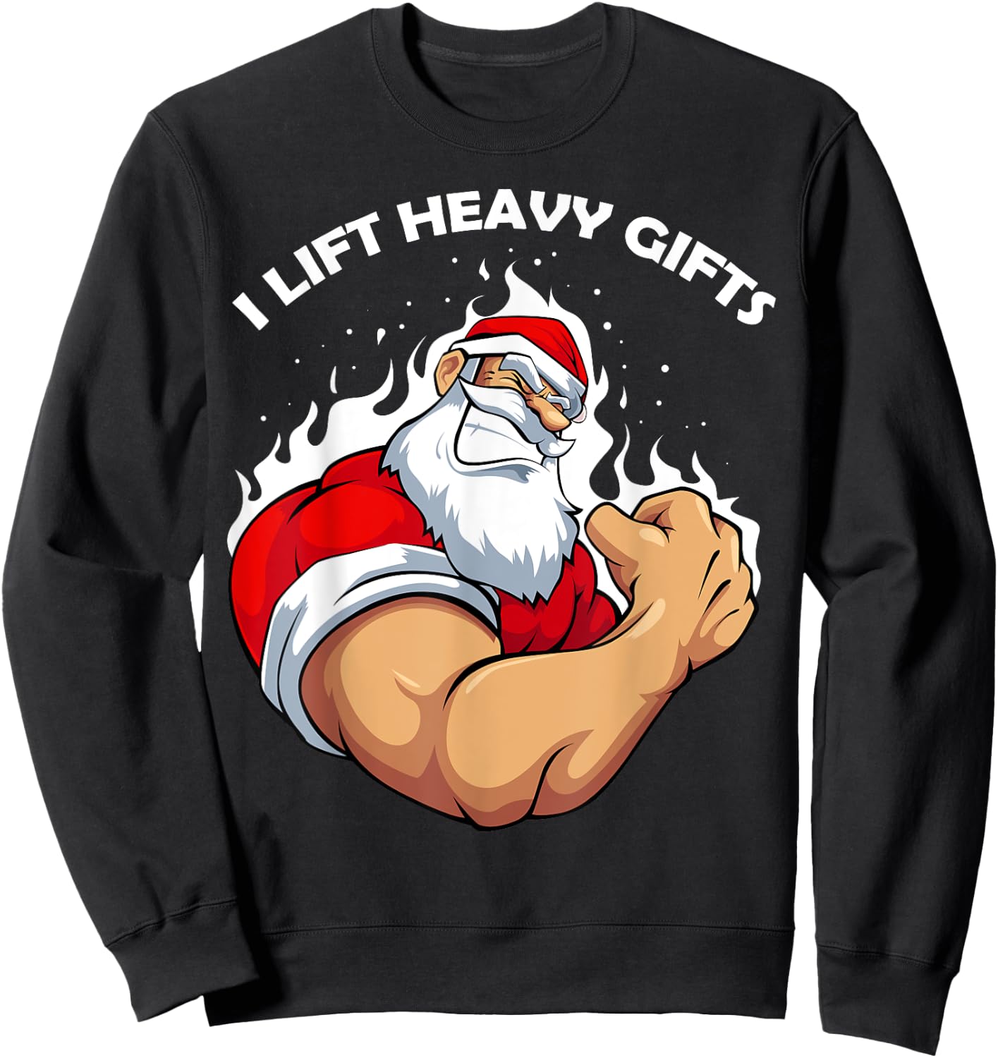 I Lift Heavy s Christmas Cool Santa Bodybuilding Workout Sweatshirt - Sweatshirt | Black